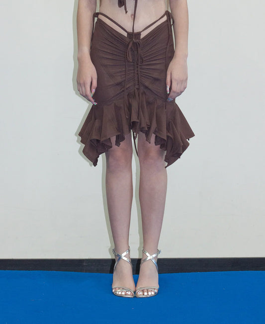 SOIREE RUFFLE SKIRT CHOCOLATE