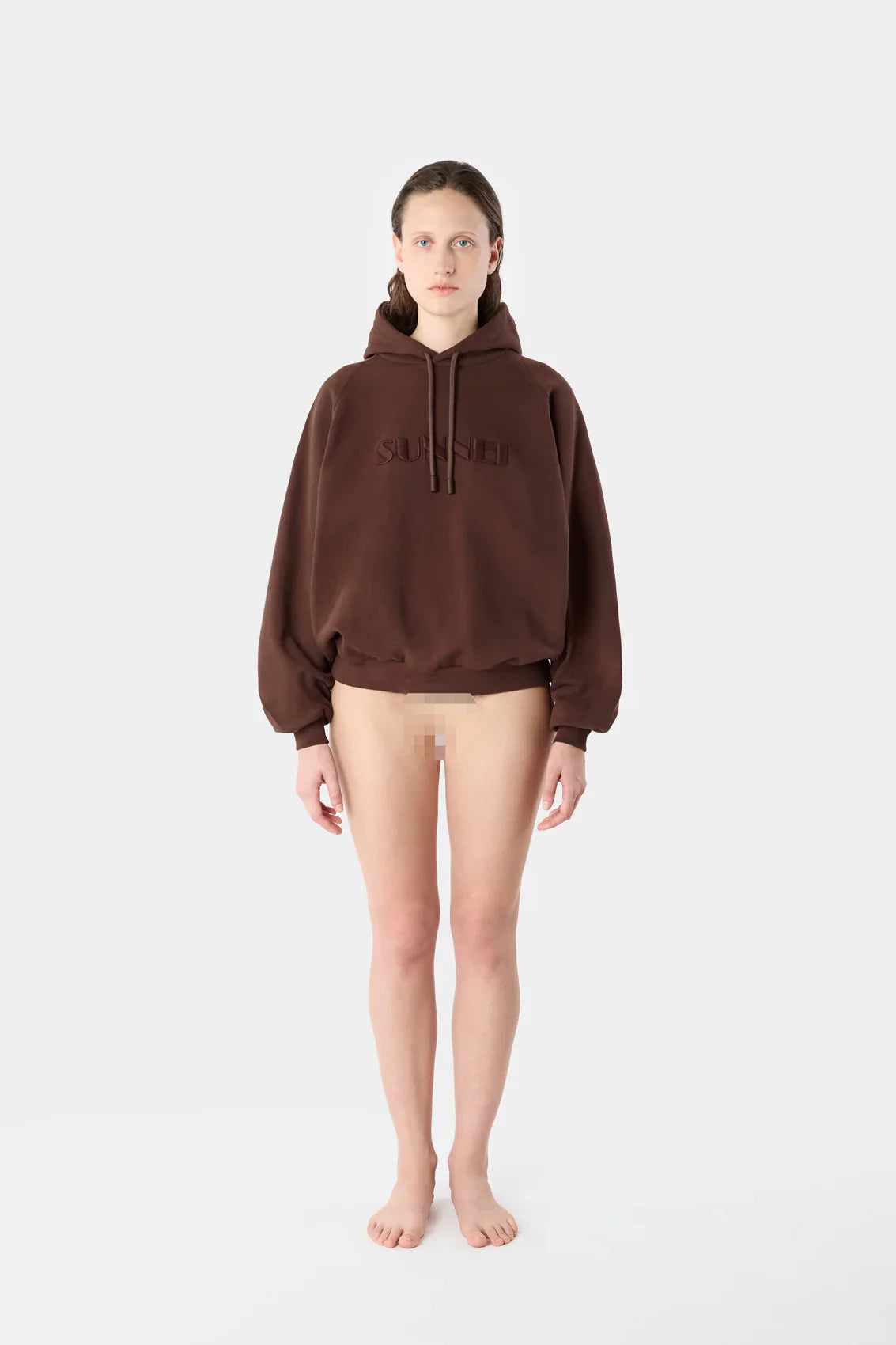HOODIE W BIG LOGO EMBROIDERED BROWN