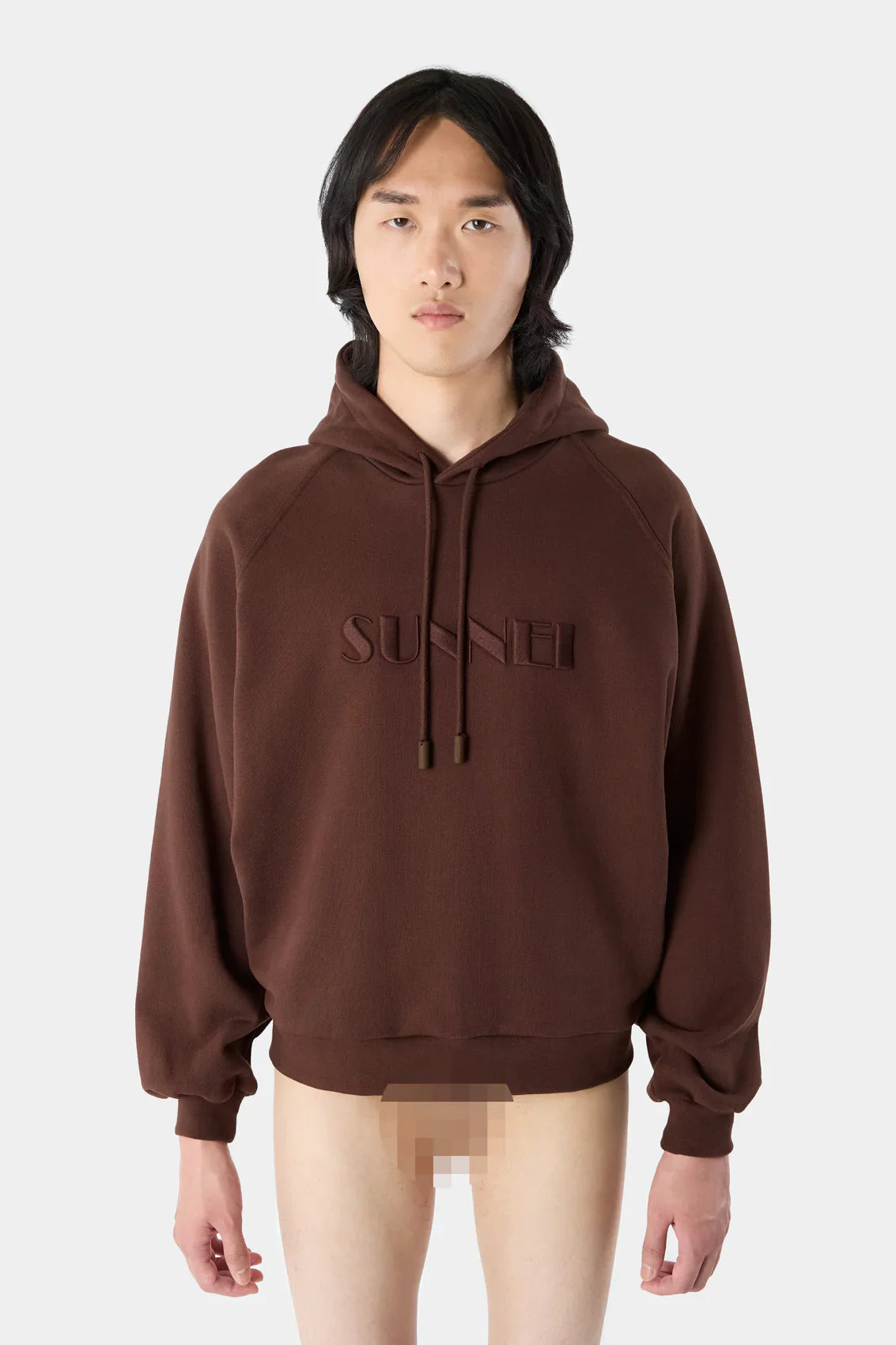 HOODIE W BIG LOGO EMBROIDERED BROWN
