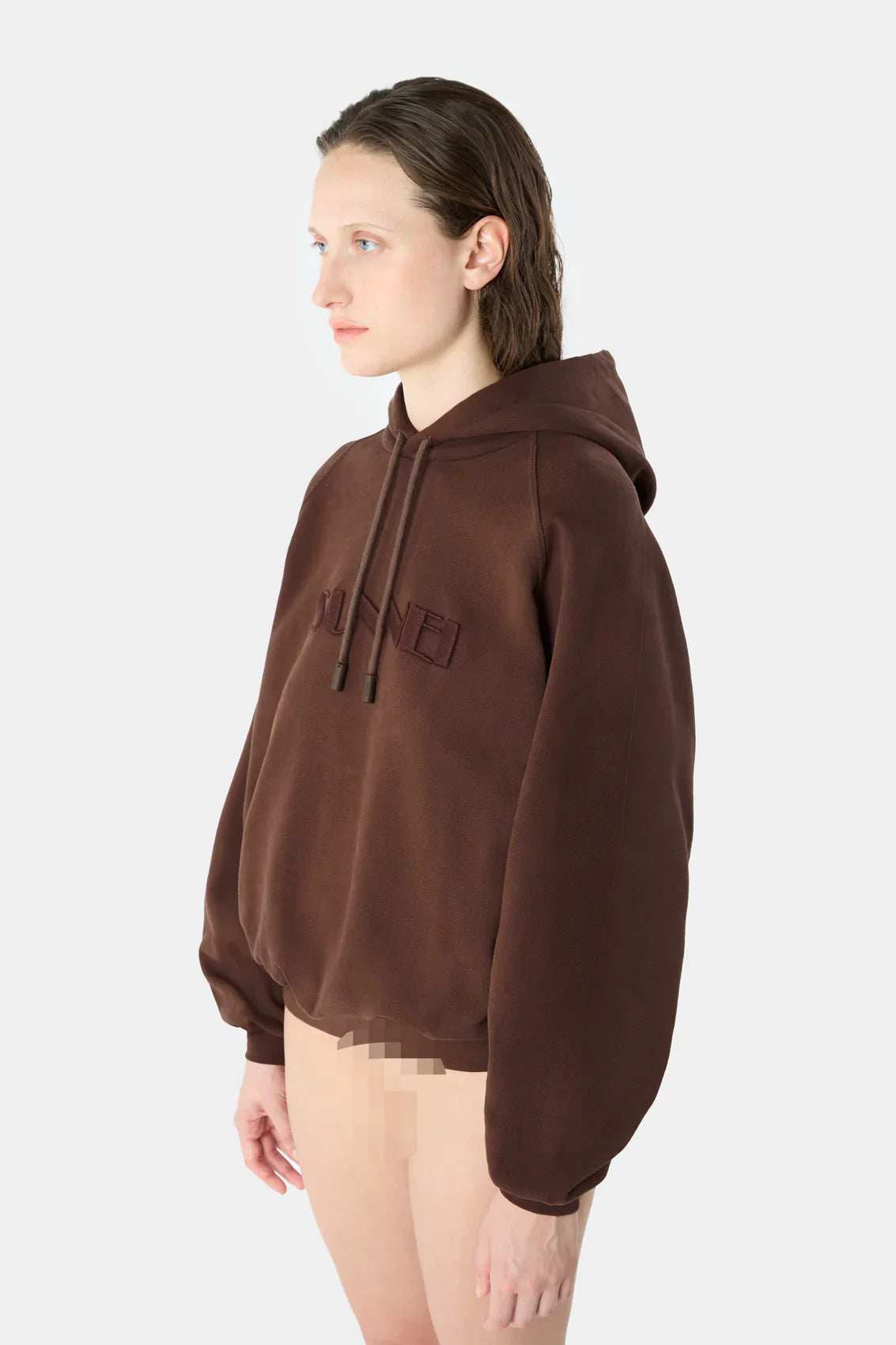 HOODIE W BIG LOGO EMBROIDERED BROWN