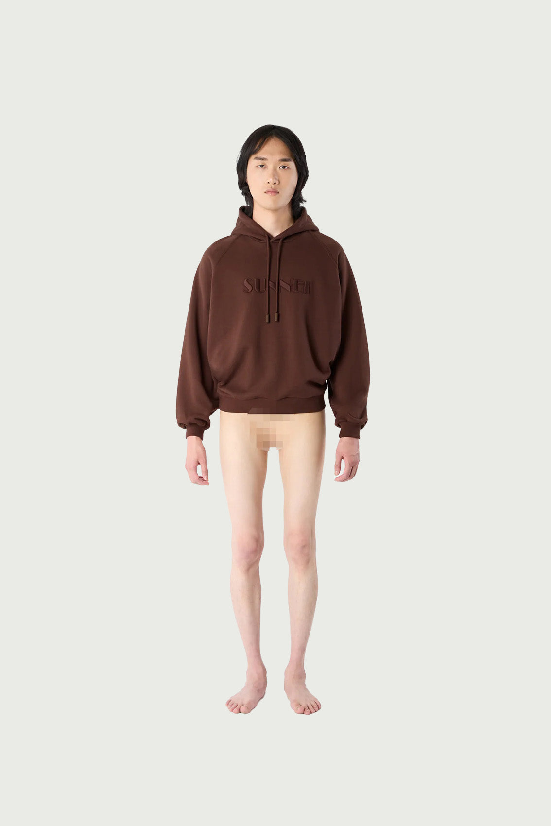 HOODIE W BIG LOGO EMBROIDERED BROWN
