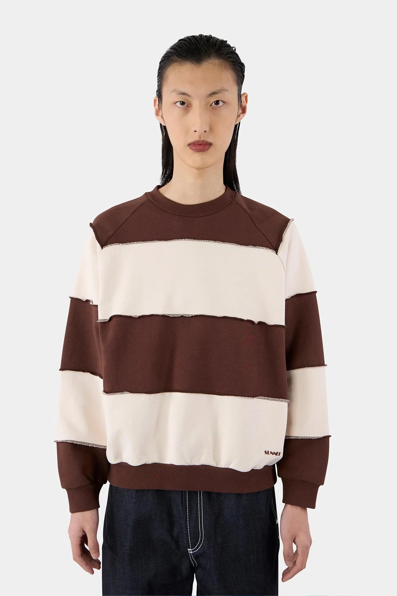 CLASSIC SWEATSHIRT PANEL CUTS BROWN