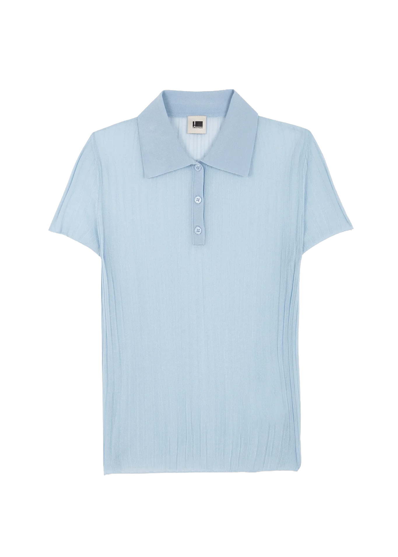 RIBBED LIGHT BLUE KNIT POLO
