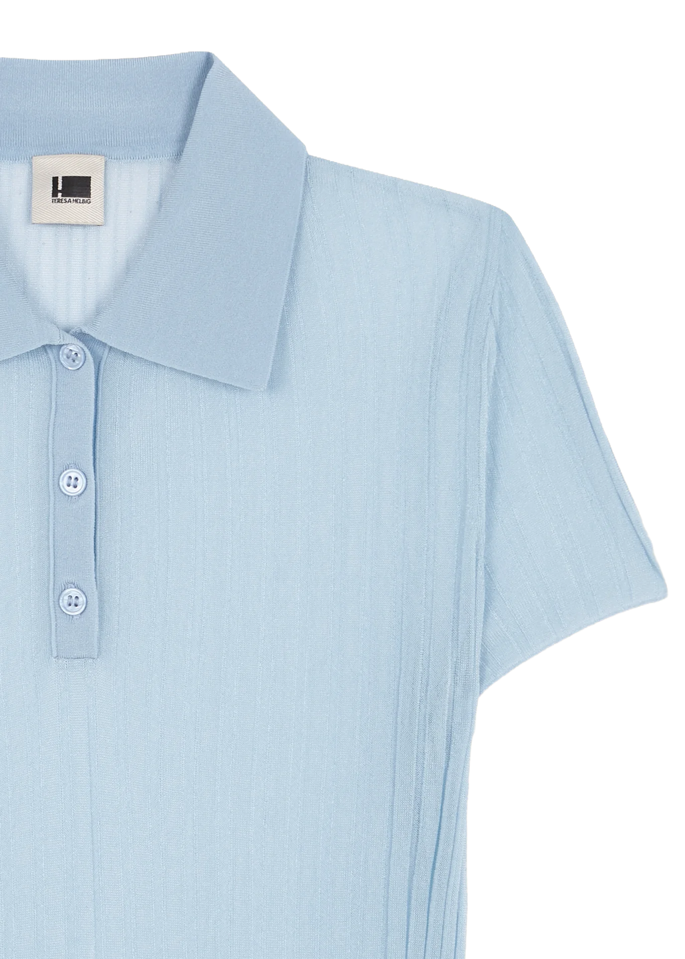 RIBBED LIGHT BLUE KNIT POLO