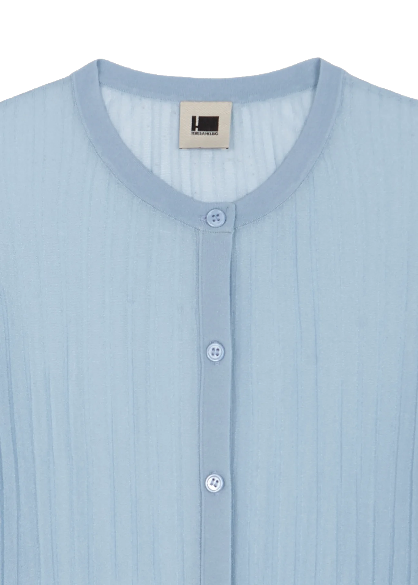 RIBBED LIGHT BLUE KNIT CARDIGAN