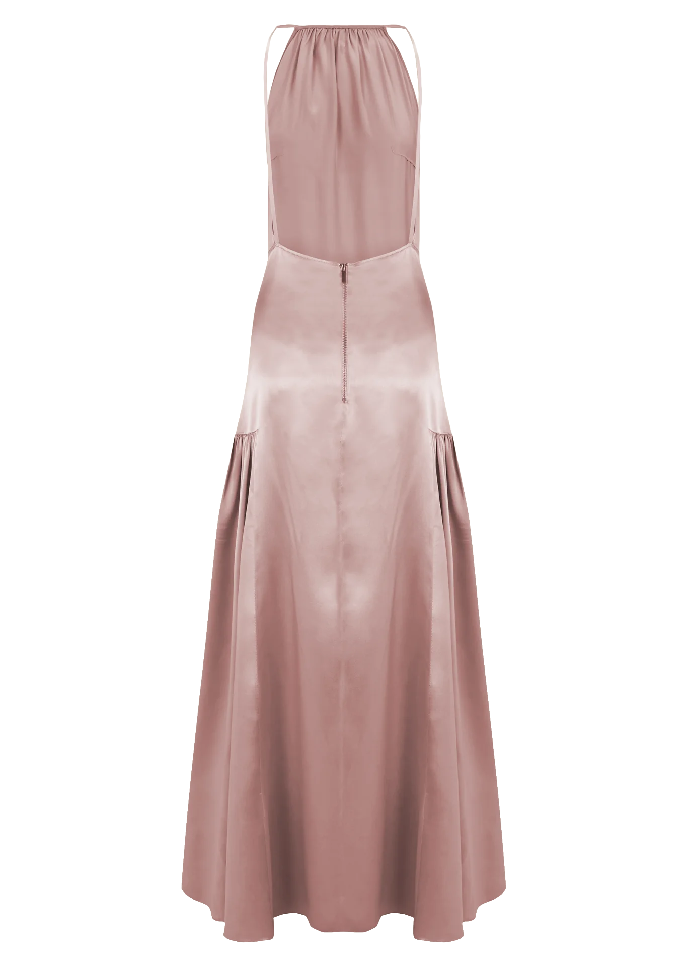 Pink Teresa Helbig satin halter dress for daytime wedding guest dressing
