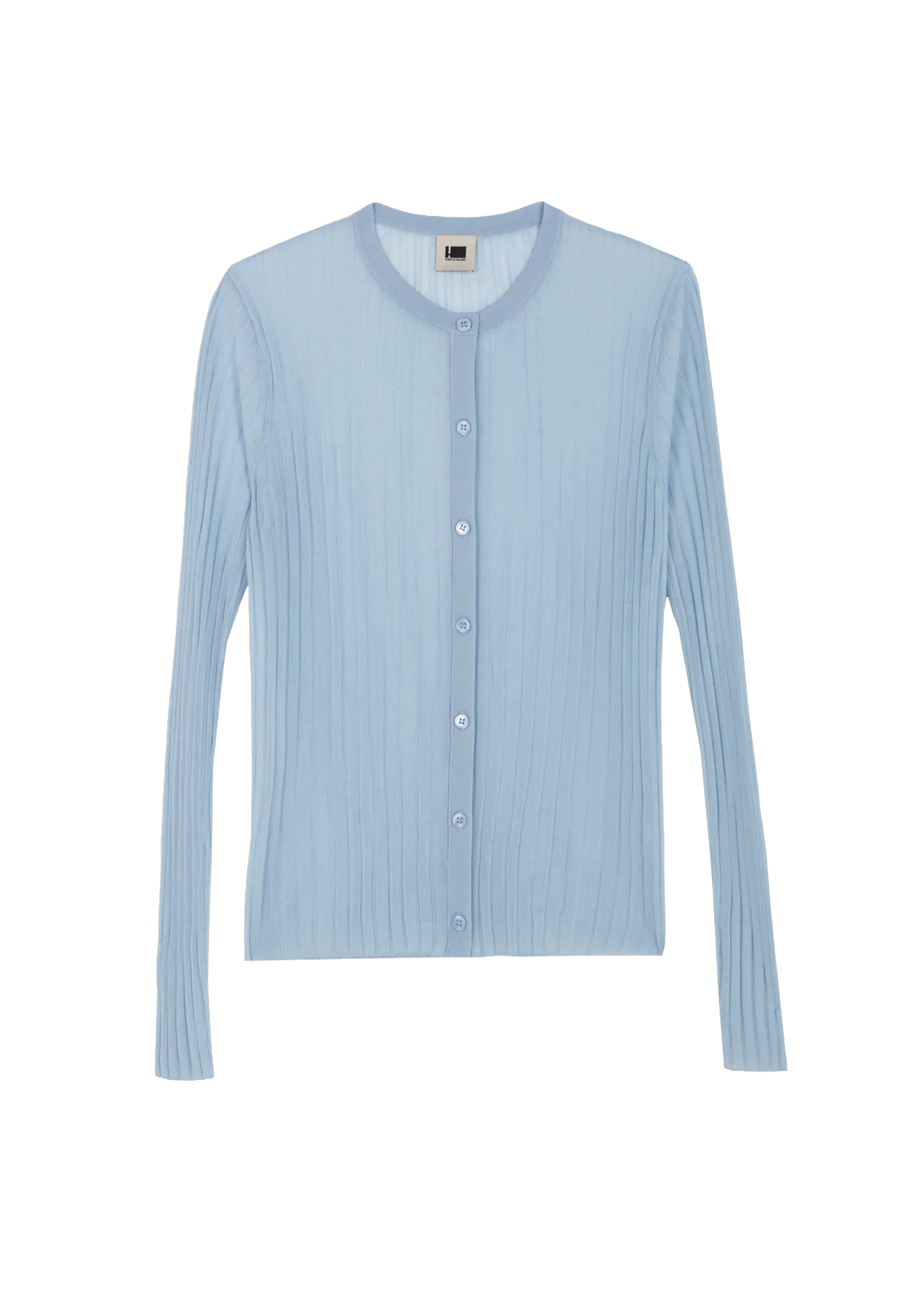 RIBBED LIGHT BLUE KNIT CARDIGAN
