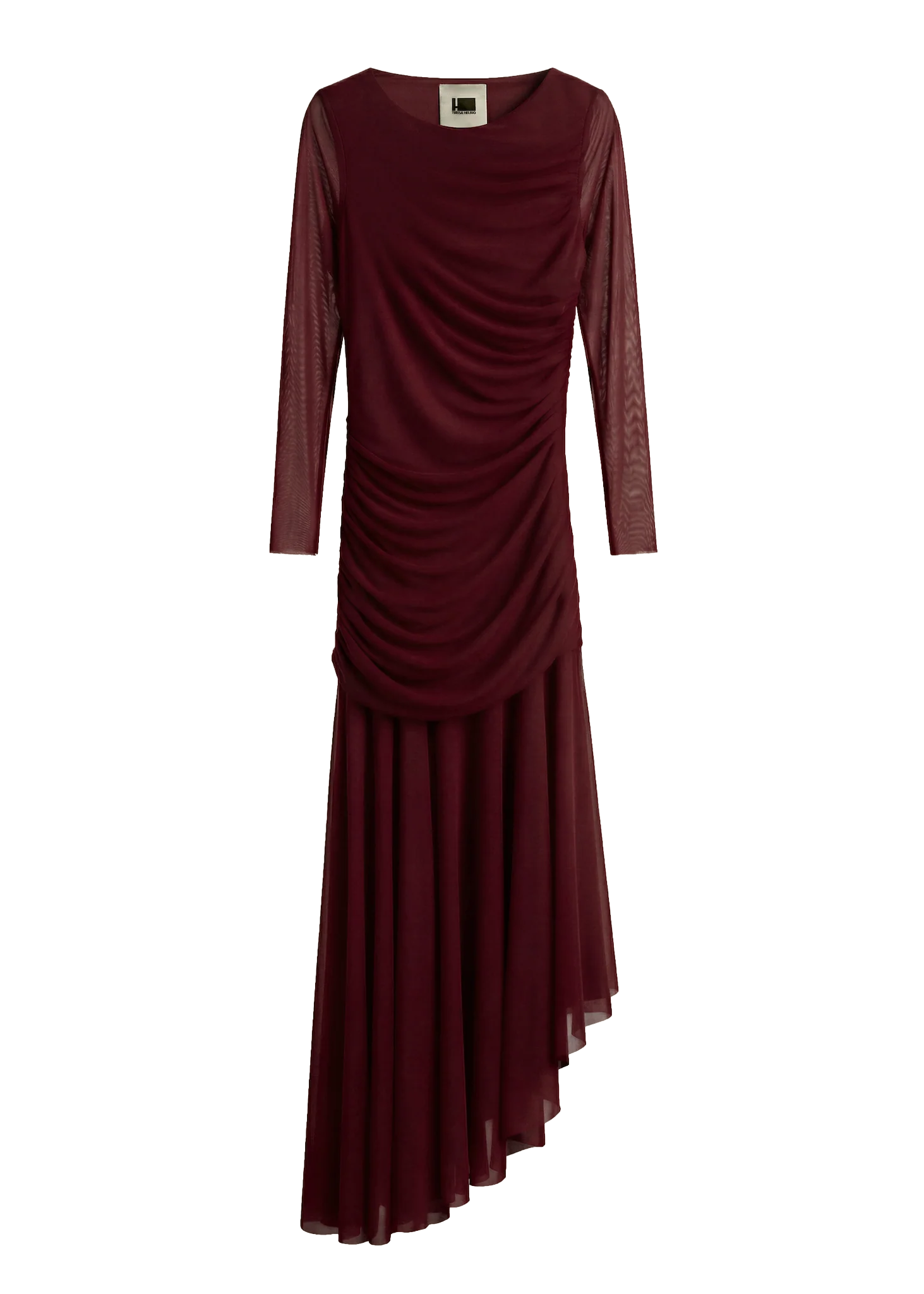 DRAPED BURDEOS TULLE DRESS