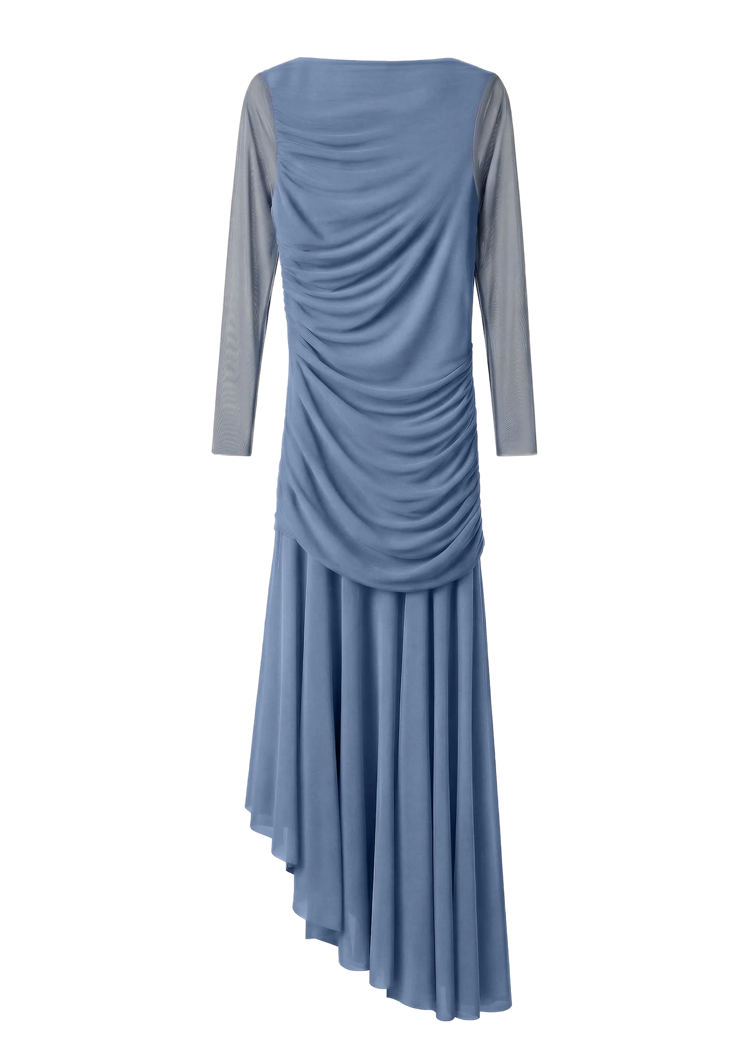 DRAPED BLUE TULLE DRESS