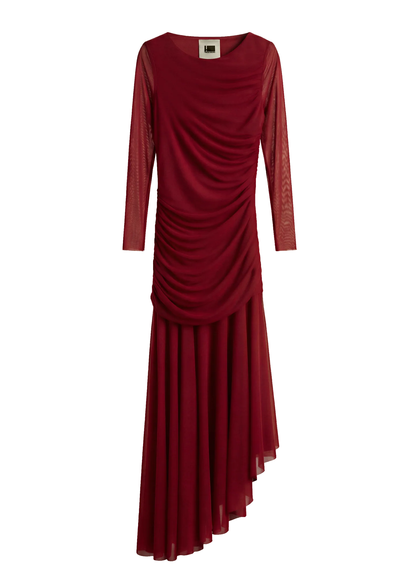 DRAPED RED TULLE DRESS
