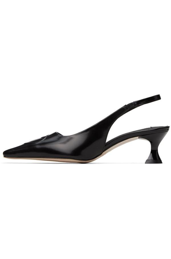 Symbol Logo Slingback Heels Black
