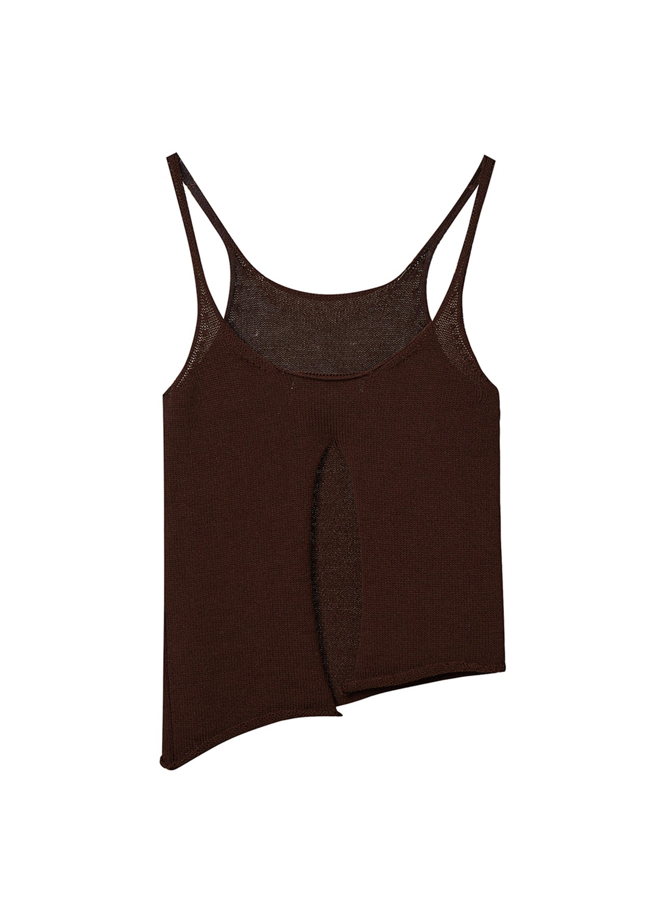 SLIT KNITTED SLEEVELESS BROWN