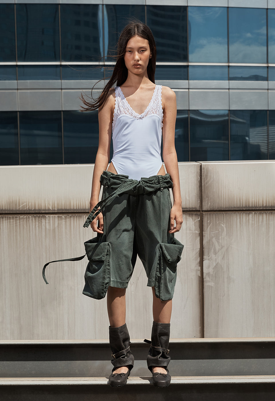 ROLLED WAIST CARGO SHORTS KHAKI