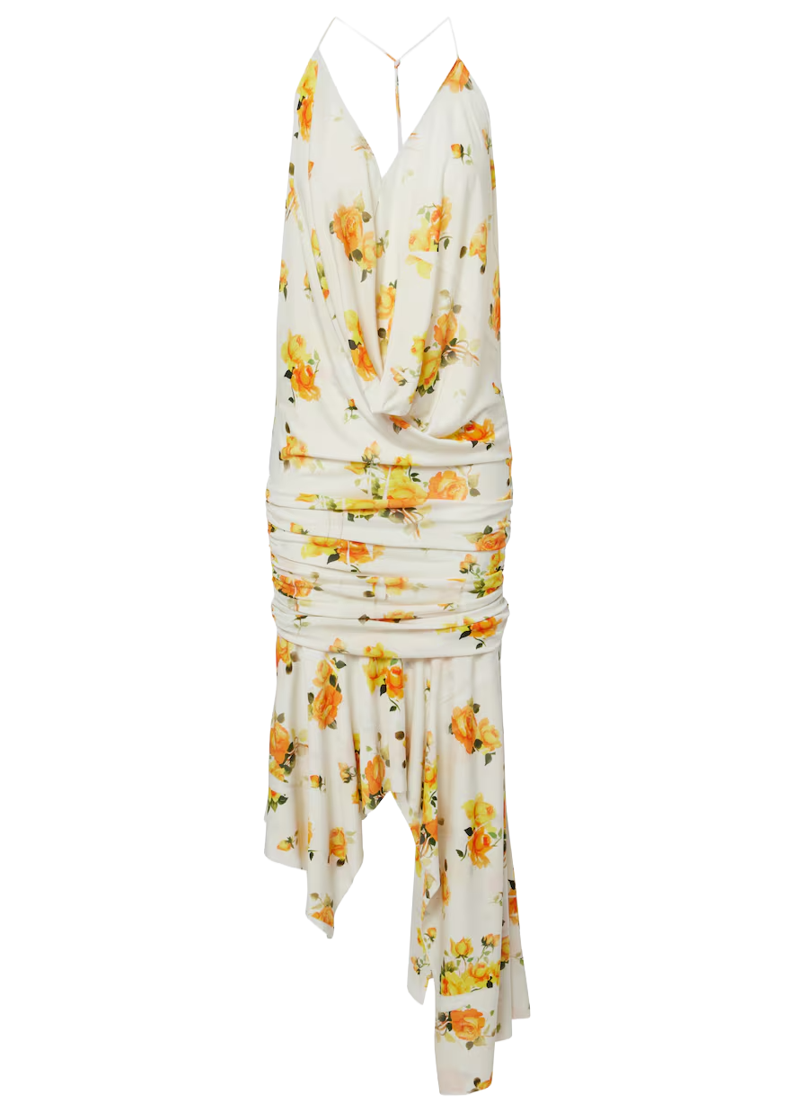 White & Orange Strap Midi Dress