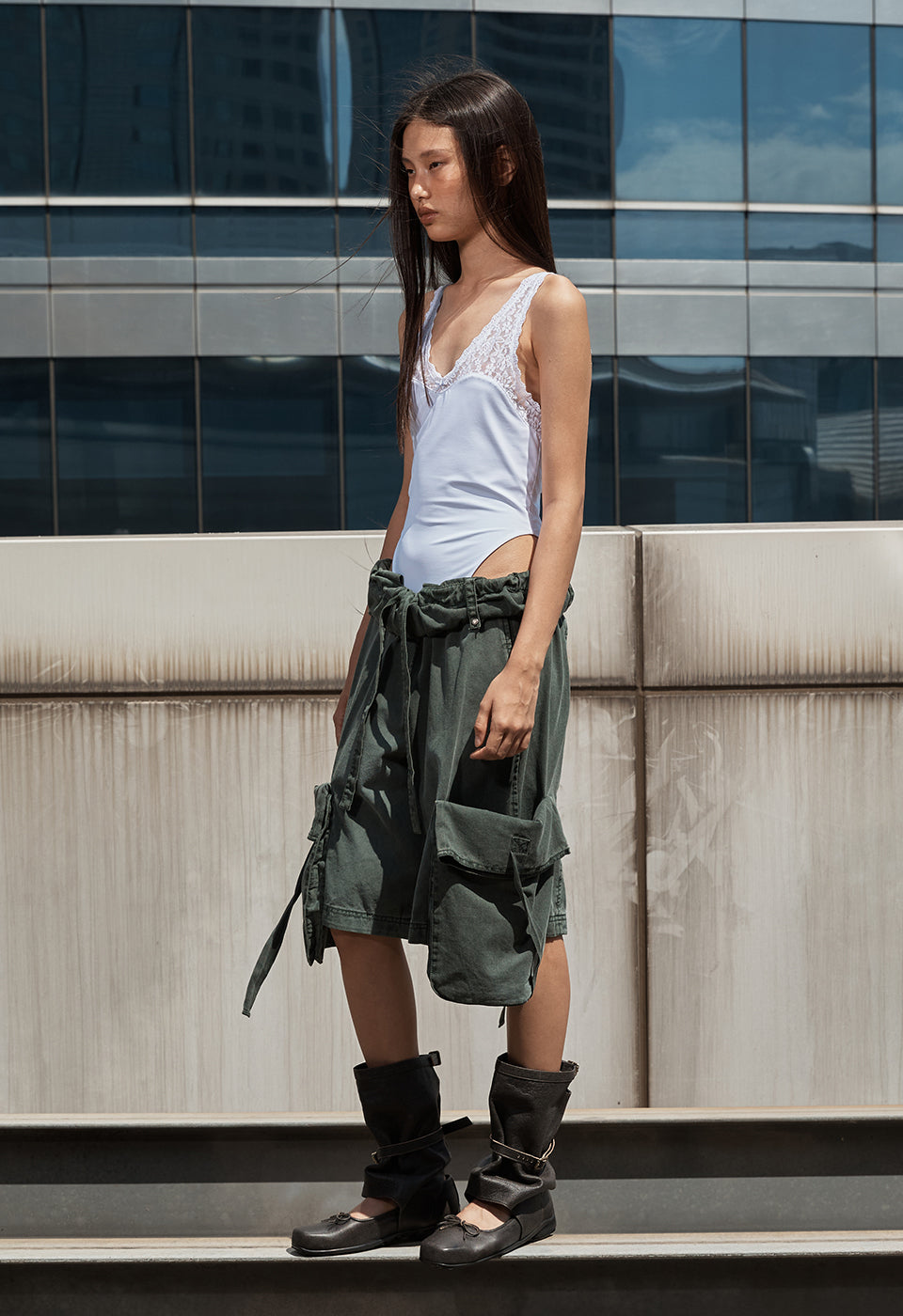 ROLLED WAIST CARGO SHORTS KHAKI