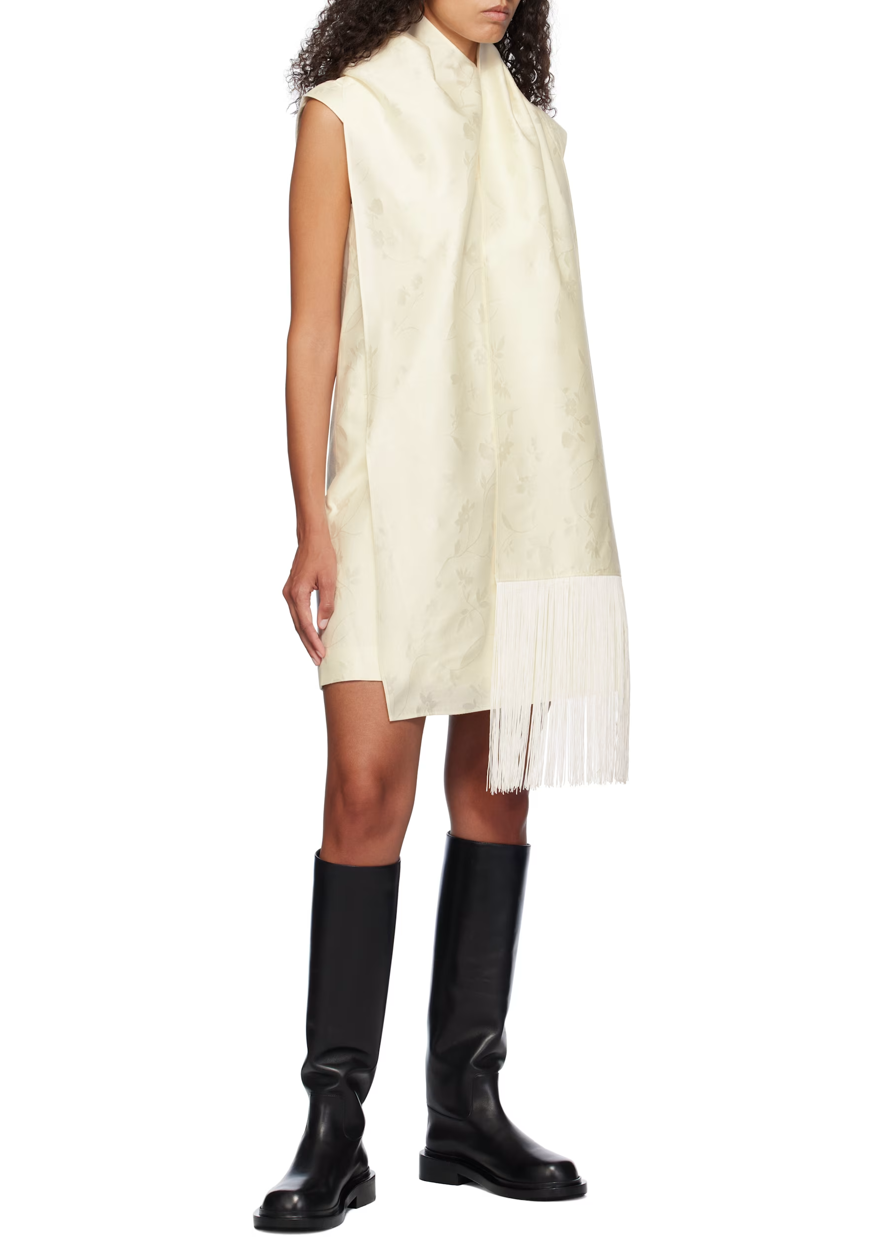 Off-White Fringed Scarf Minidress