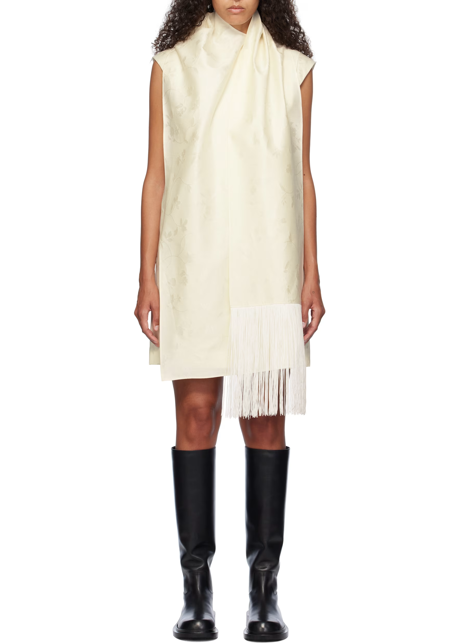 Off-White Fringed Scarf Minidress