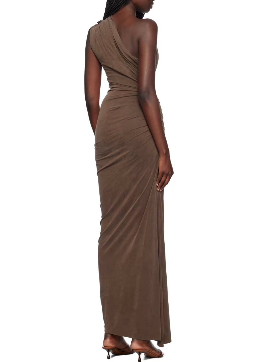 Purple One Shoulder Ruched Maxi Dress