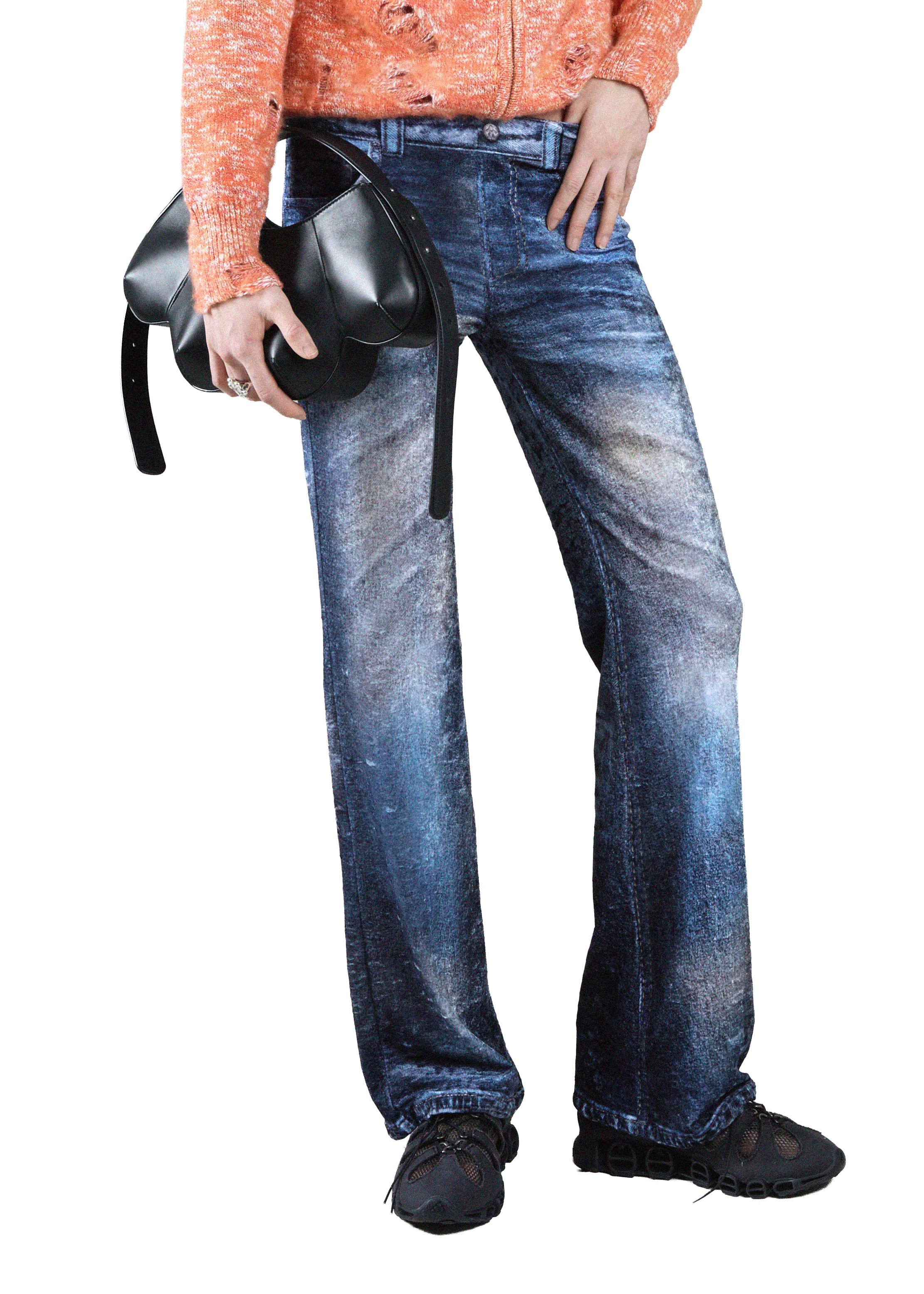 PARIS PRINTED VELOUR TROUSER BLUE