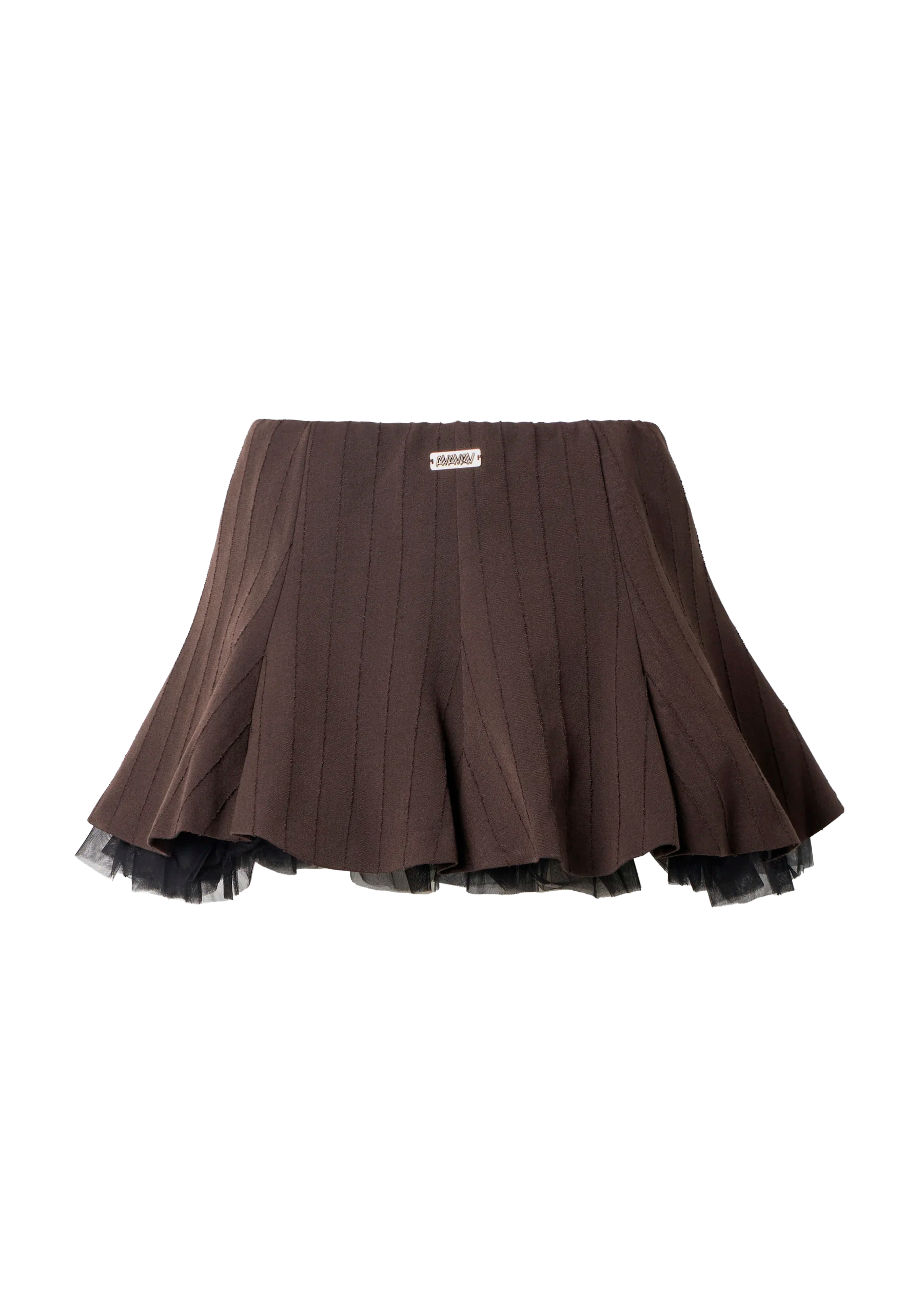 Tulle Mini Skirt Pinstripe Brown