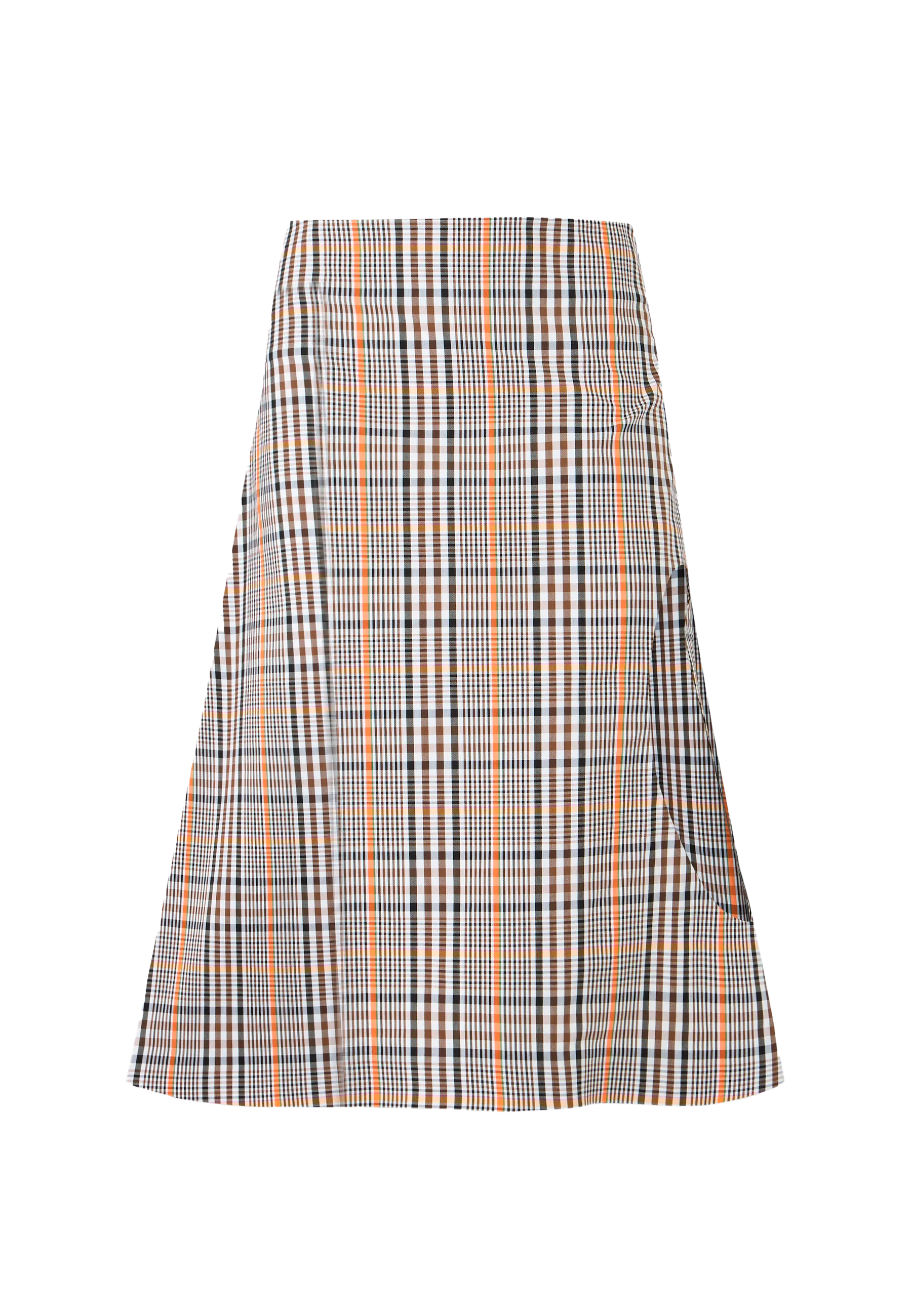 Plaid Trapeze Skirt With Cut Out