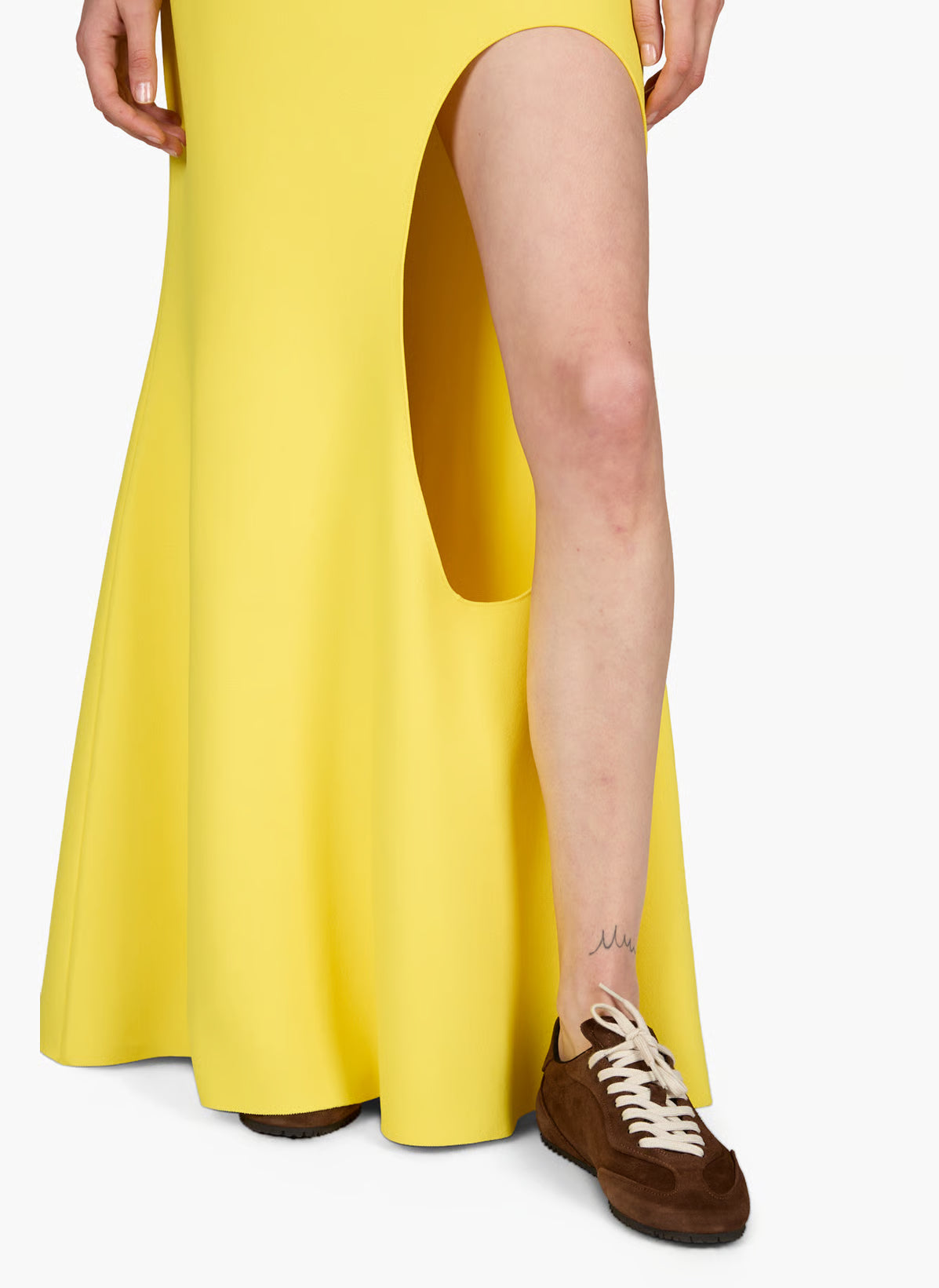 Knitted Flared Skirt With Cut Out
