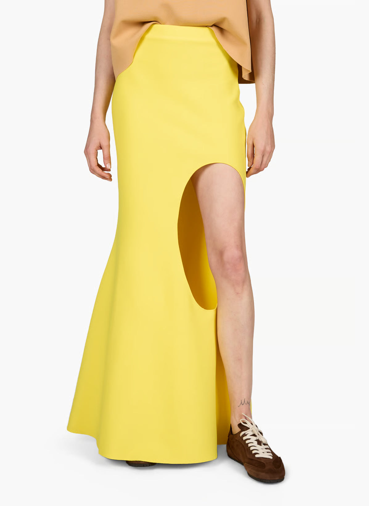 Knitted Flared Skirt With Cut Out