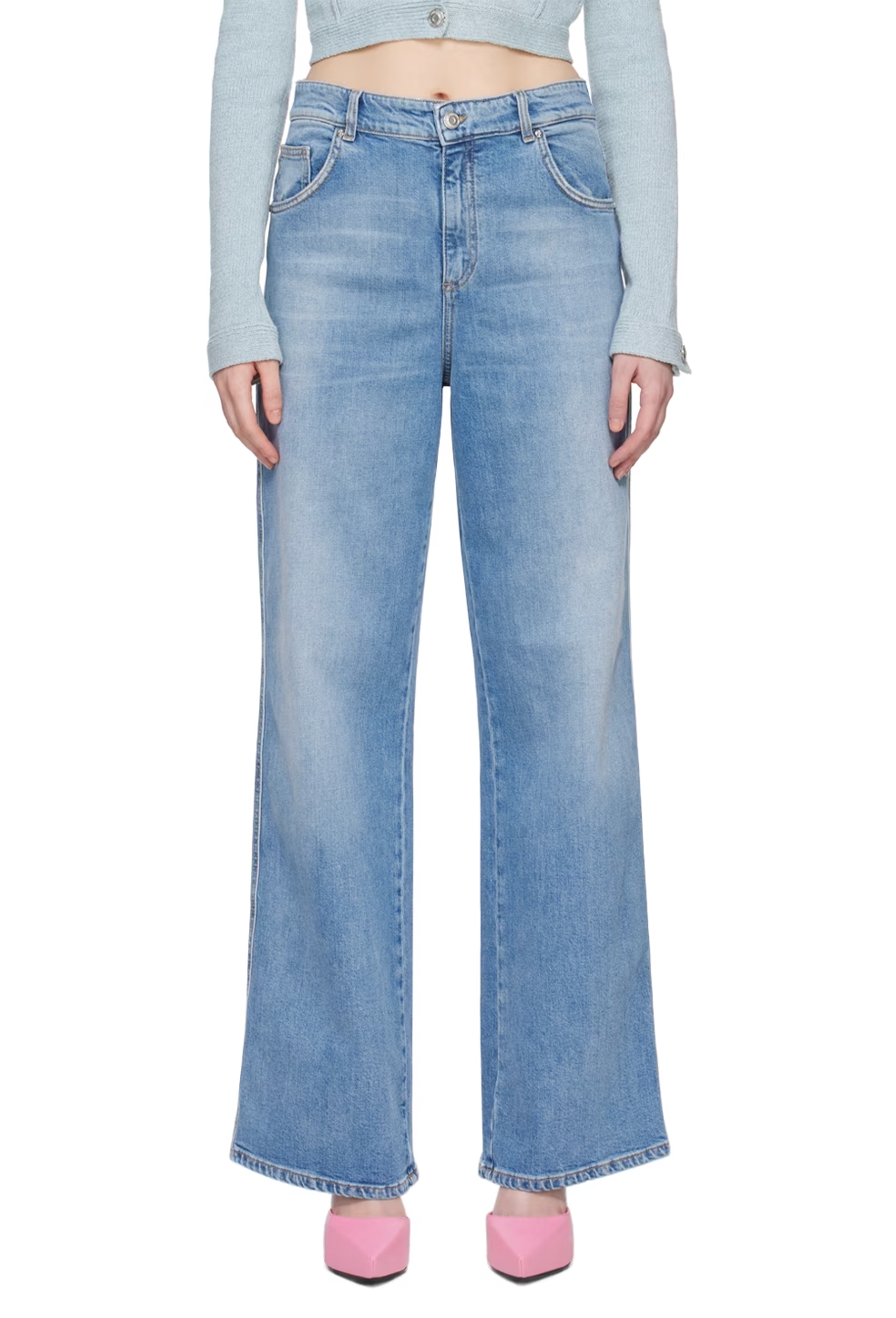 BLEACH-WASH BOYFRIEND JEANS