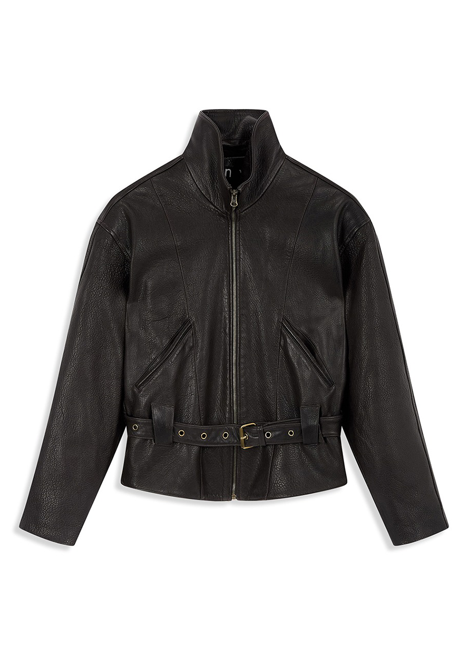 BELTED LEATHER BLOUSON