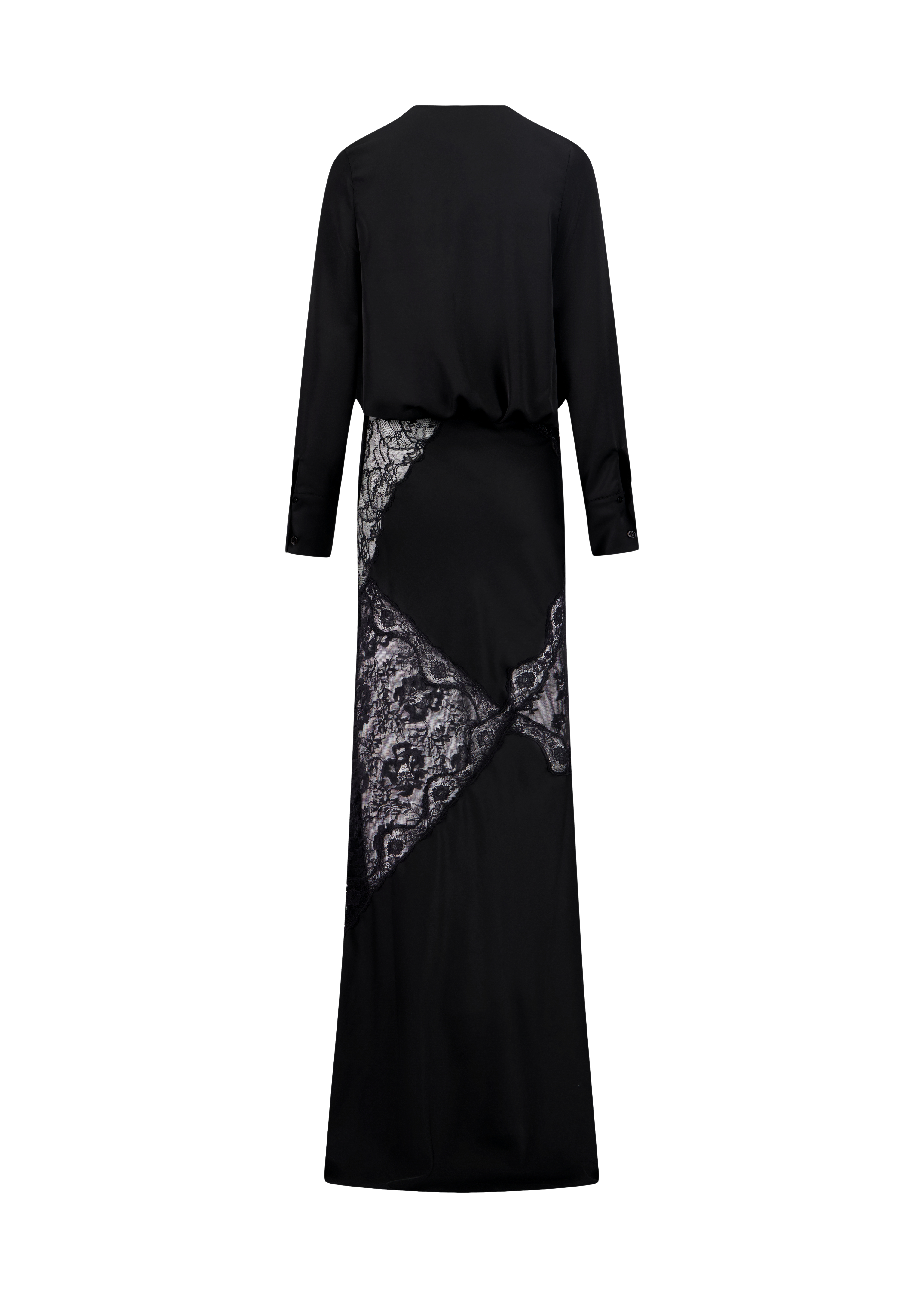 Black Vaillant Studio dress with lace panels for black tie wedding guest dressing