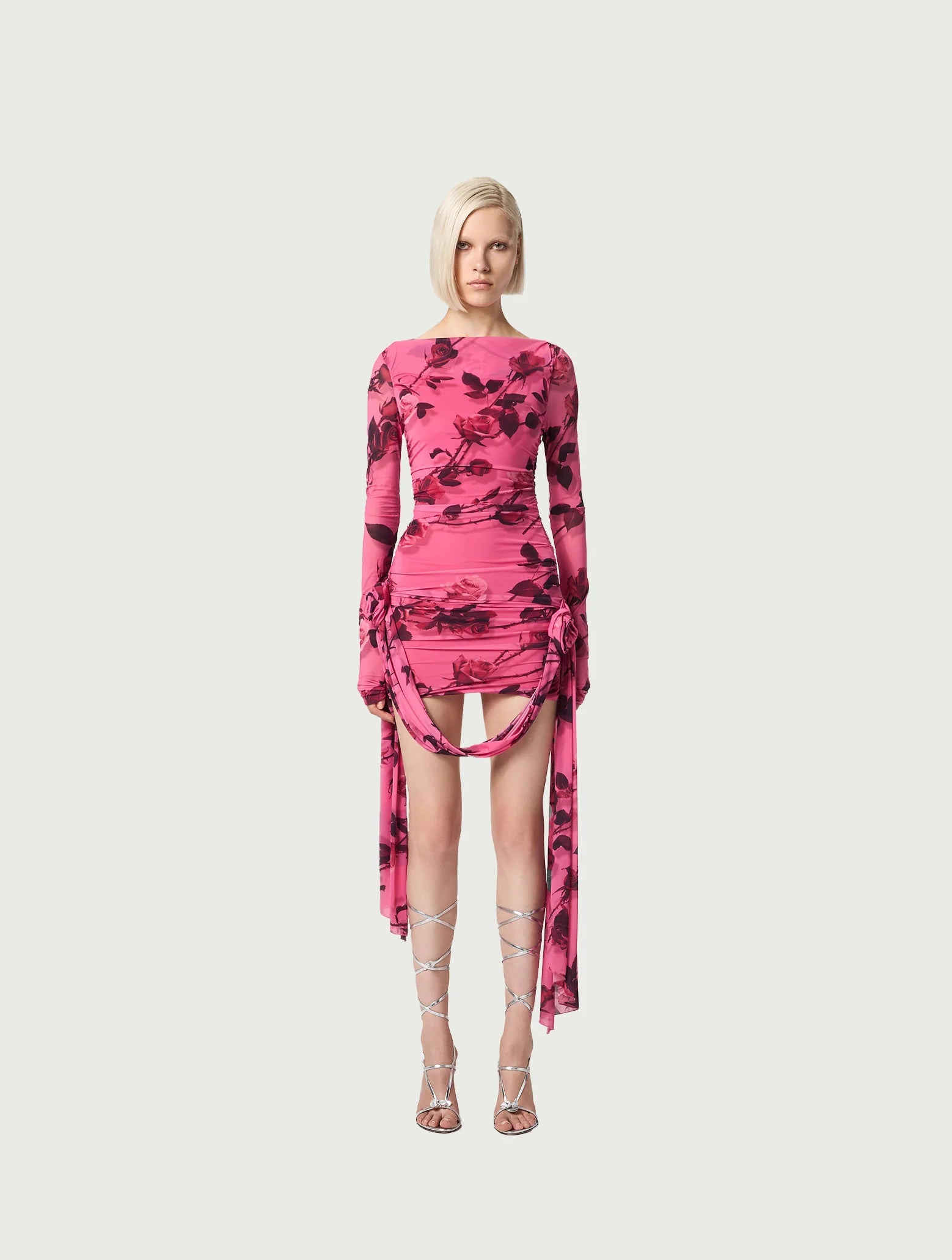 MINI DRESS IN TORCHON ROSE PRINT JERSEY