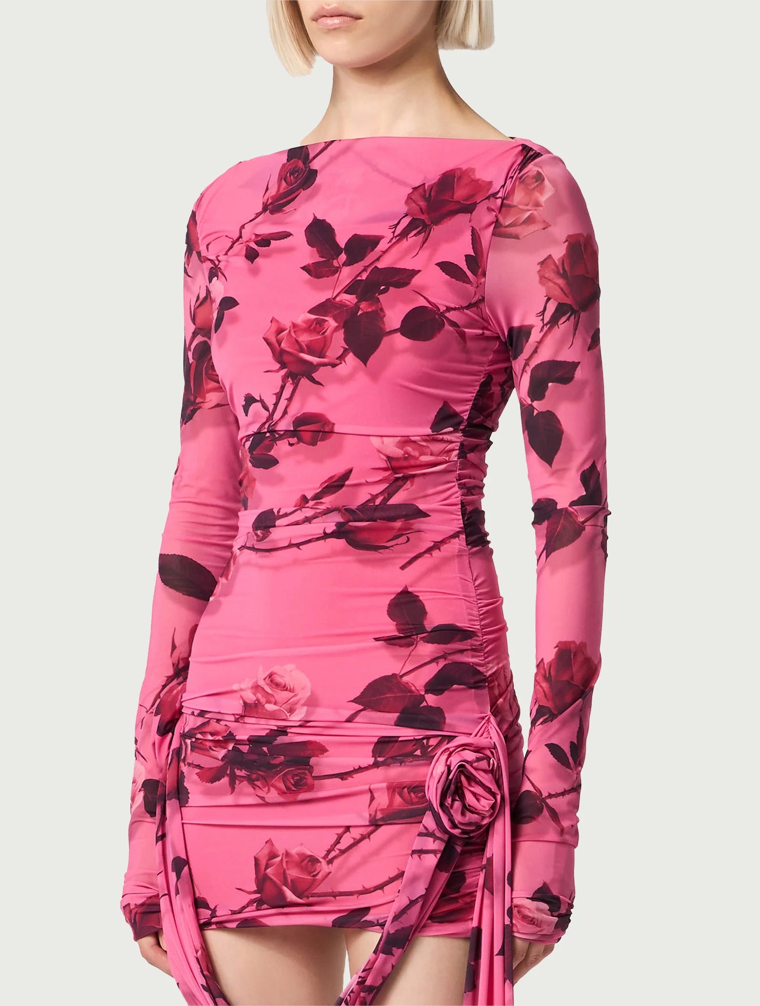 MINI DRESS IN TORCHON ROSE PRINT JERSEY