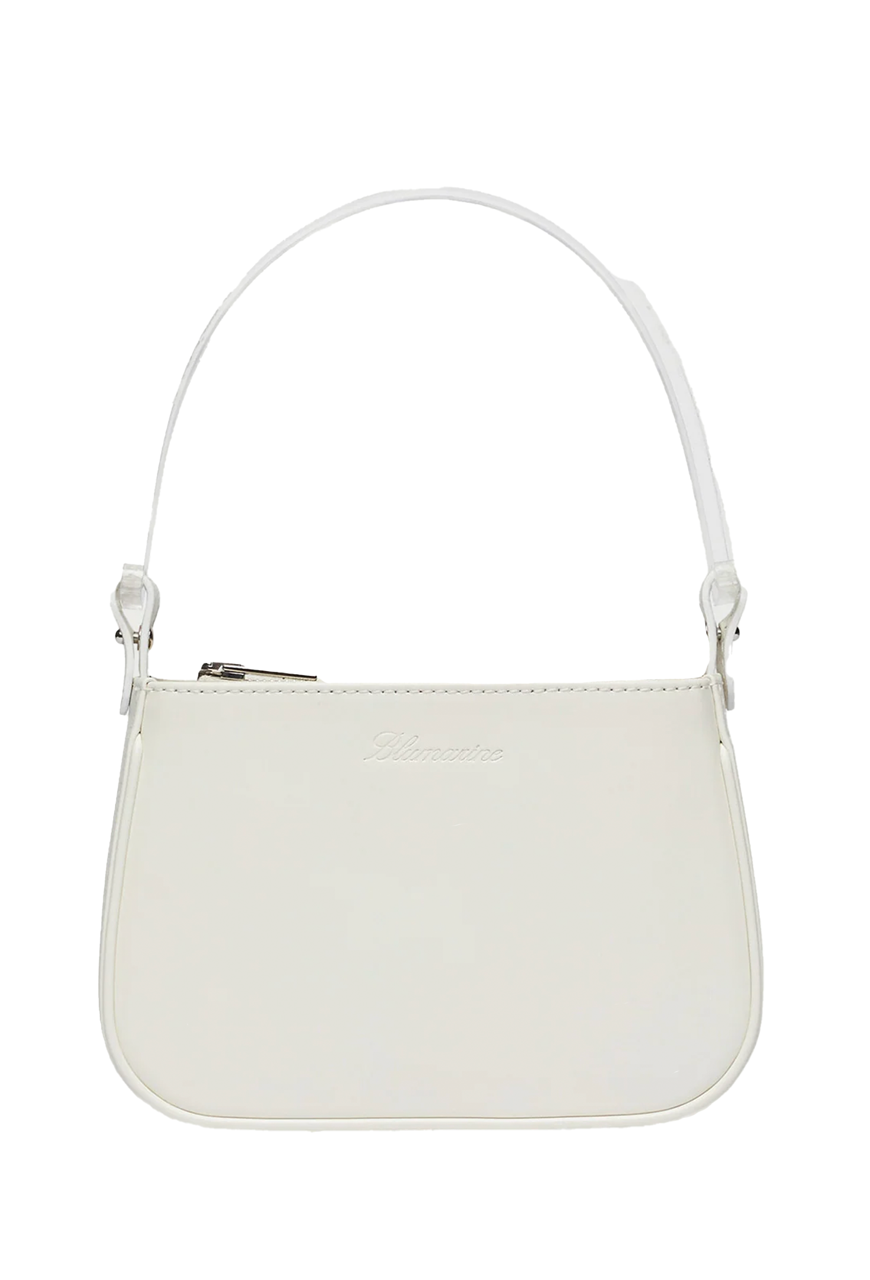 NAPA LEATHER BAG WITH A BRANDED HANDLE IN PLEXI WHITE