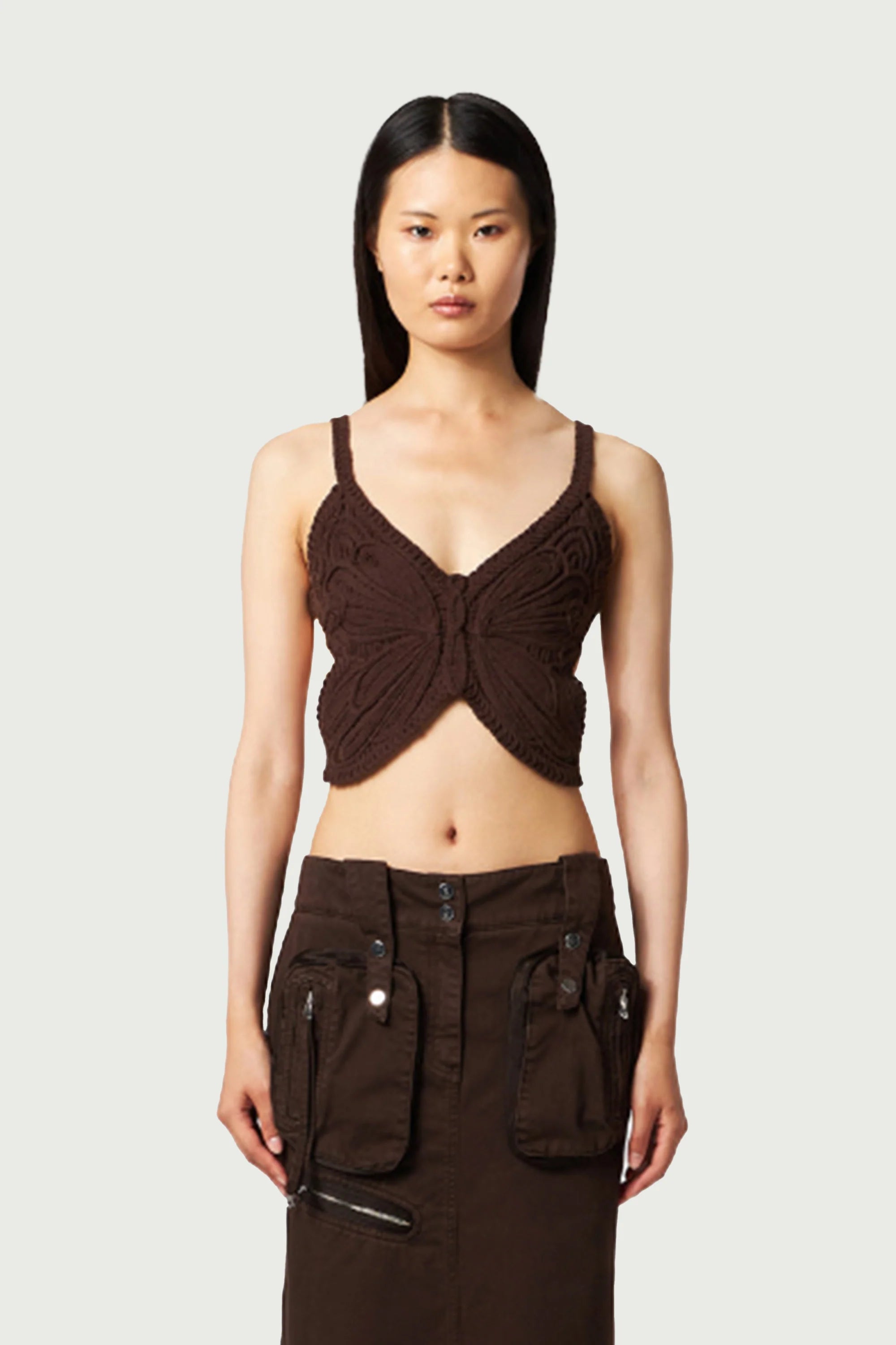 CROPPED TOP WITH EMBROIDERY BUTTERFLY