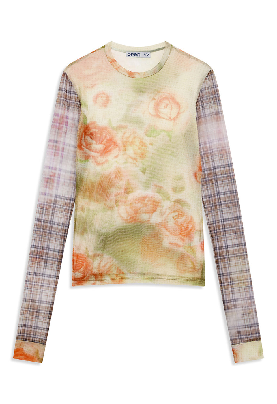 FLORAL MESH SLEEVE TOP