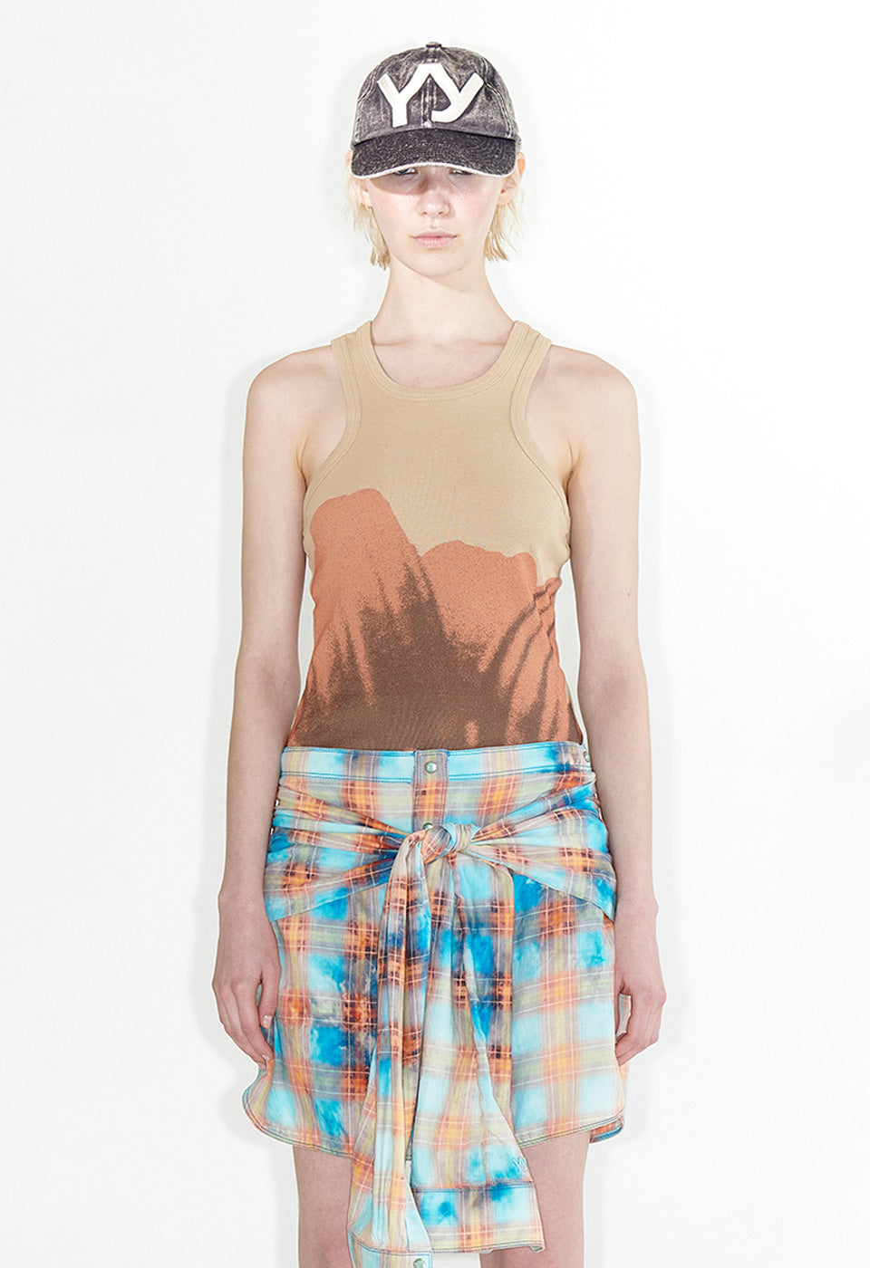 FLOWER RACER TANK BEIGE