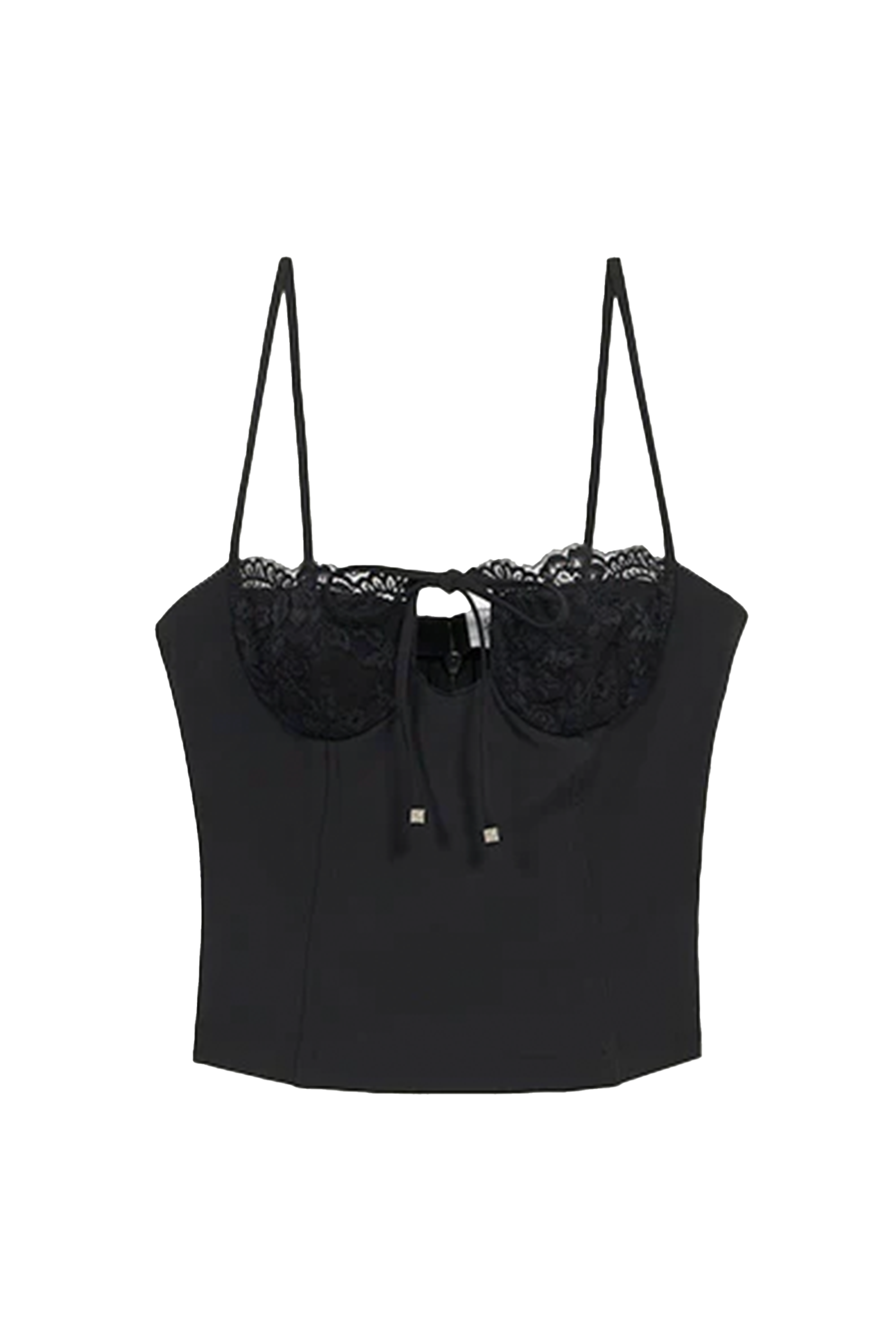 TOP WITH LACE INSERT BLACK