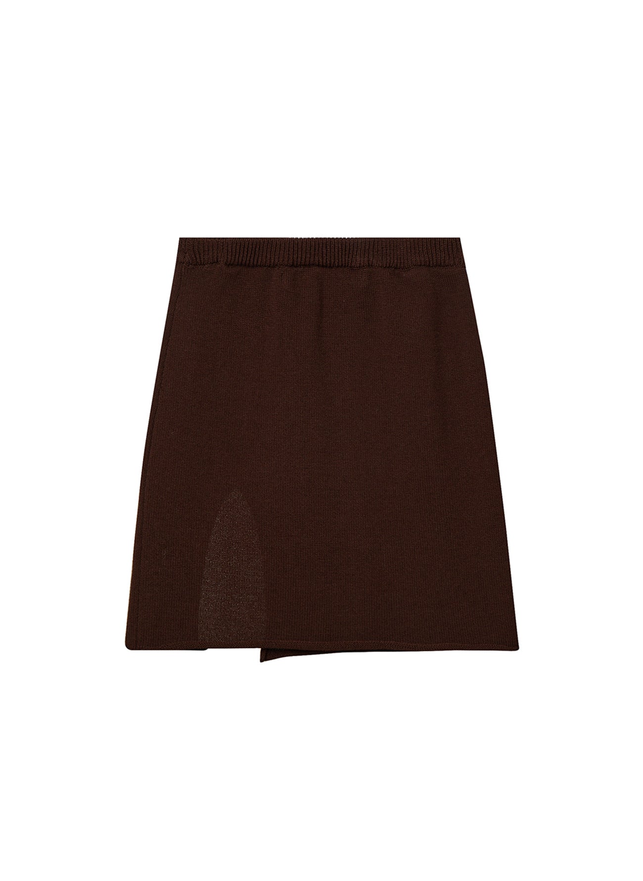 SLIT KNITTED SKIRT BROWN
