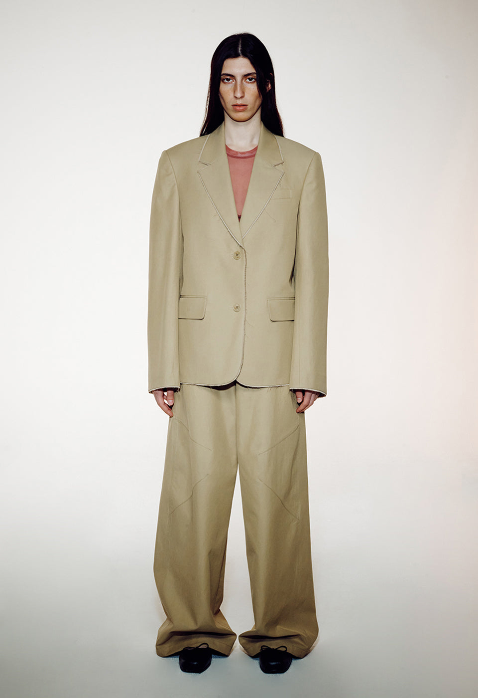 Beige Wide Leg Pants