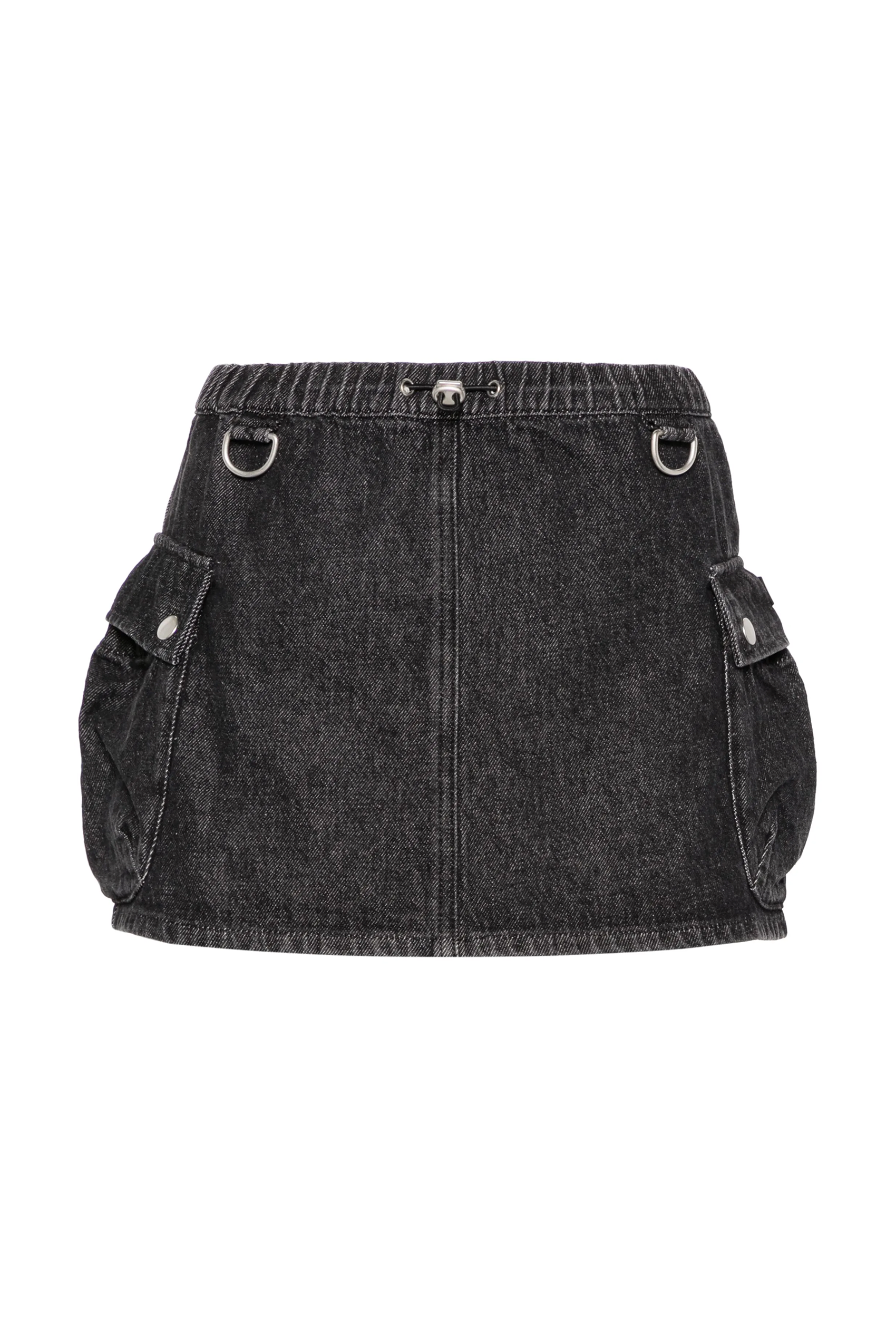 Black Denim Cargo Skirt