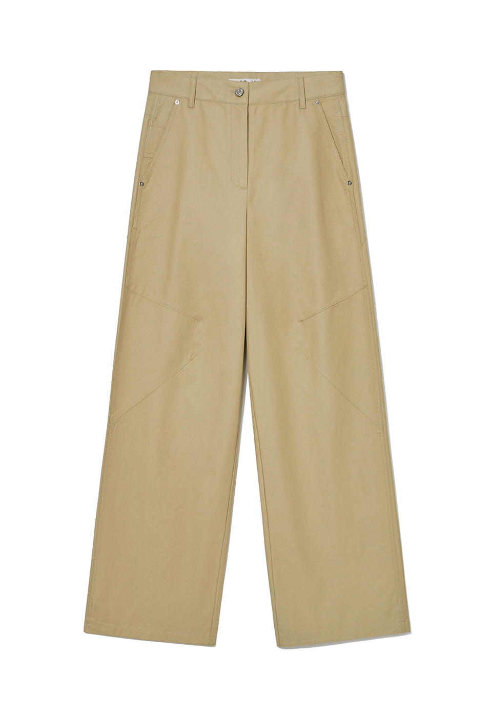 Beige Wide Leg Pants