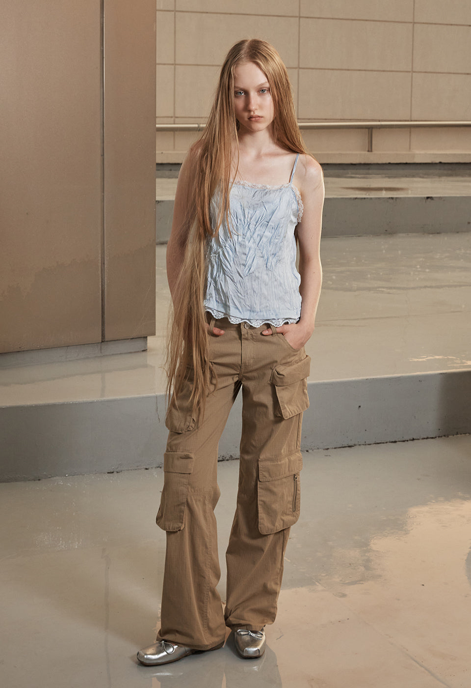 CARGO POCKET PANTS BEIGE