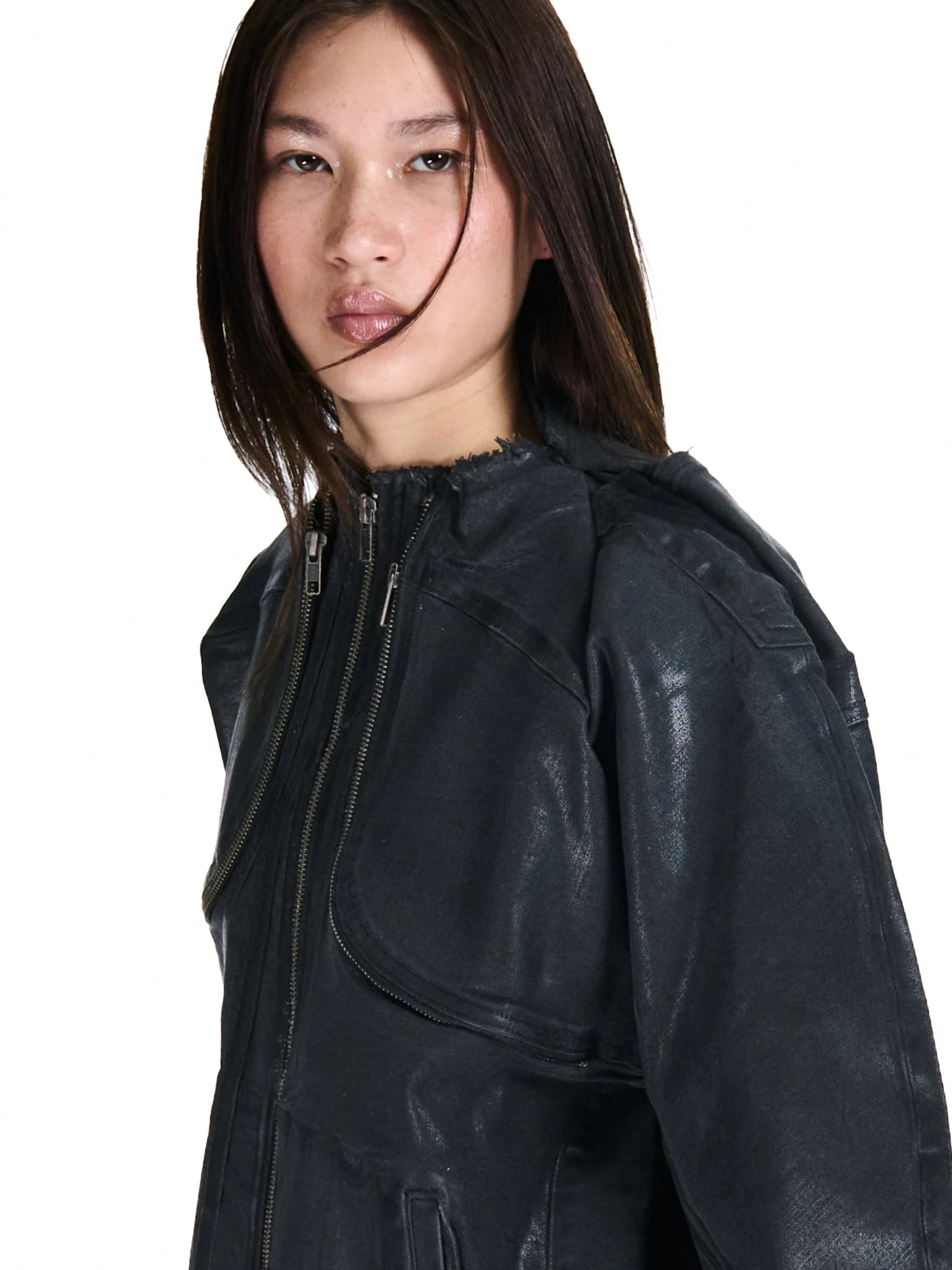 Glazed Denim Zip Jacket