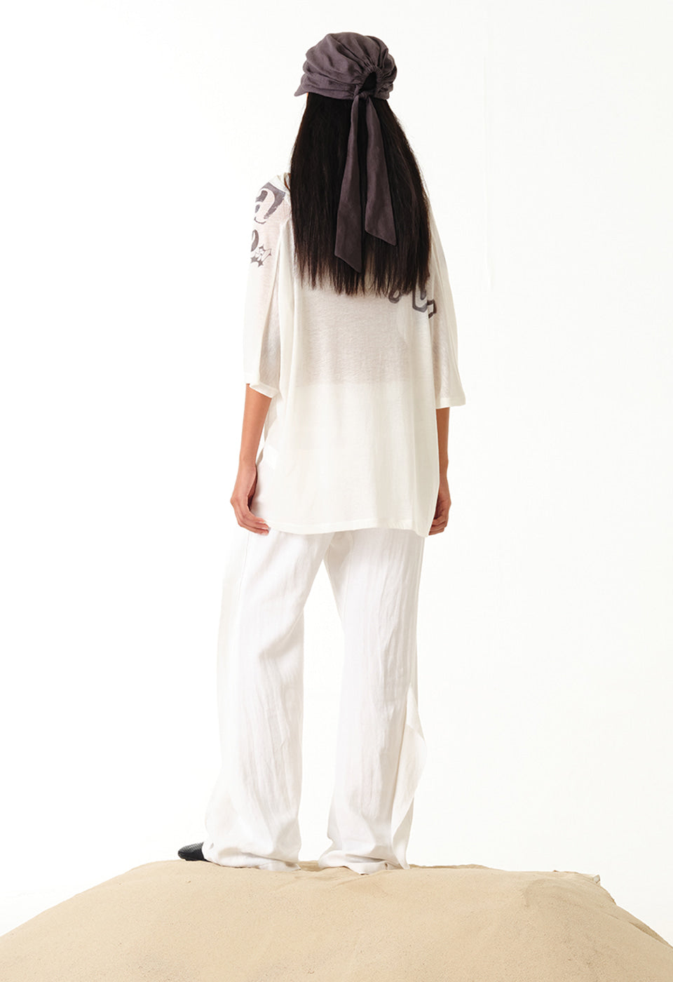 LINEN PANELLED RAW-CUT PANTS