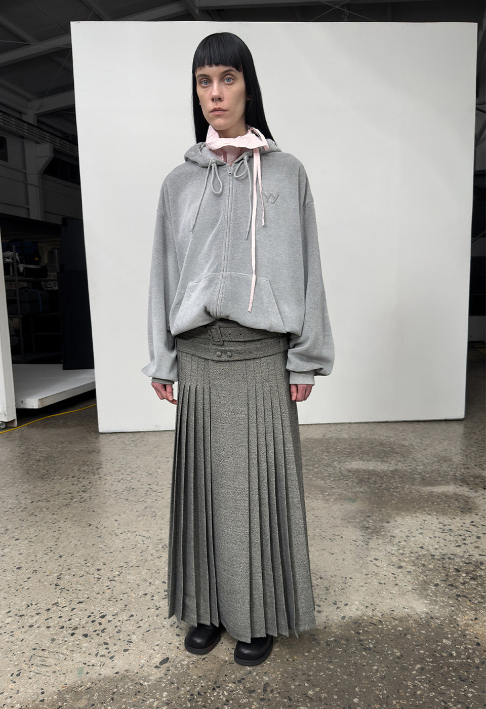 Woven Double Belted Maxi Skirt