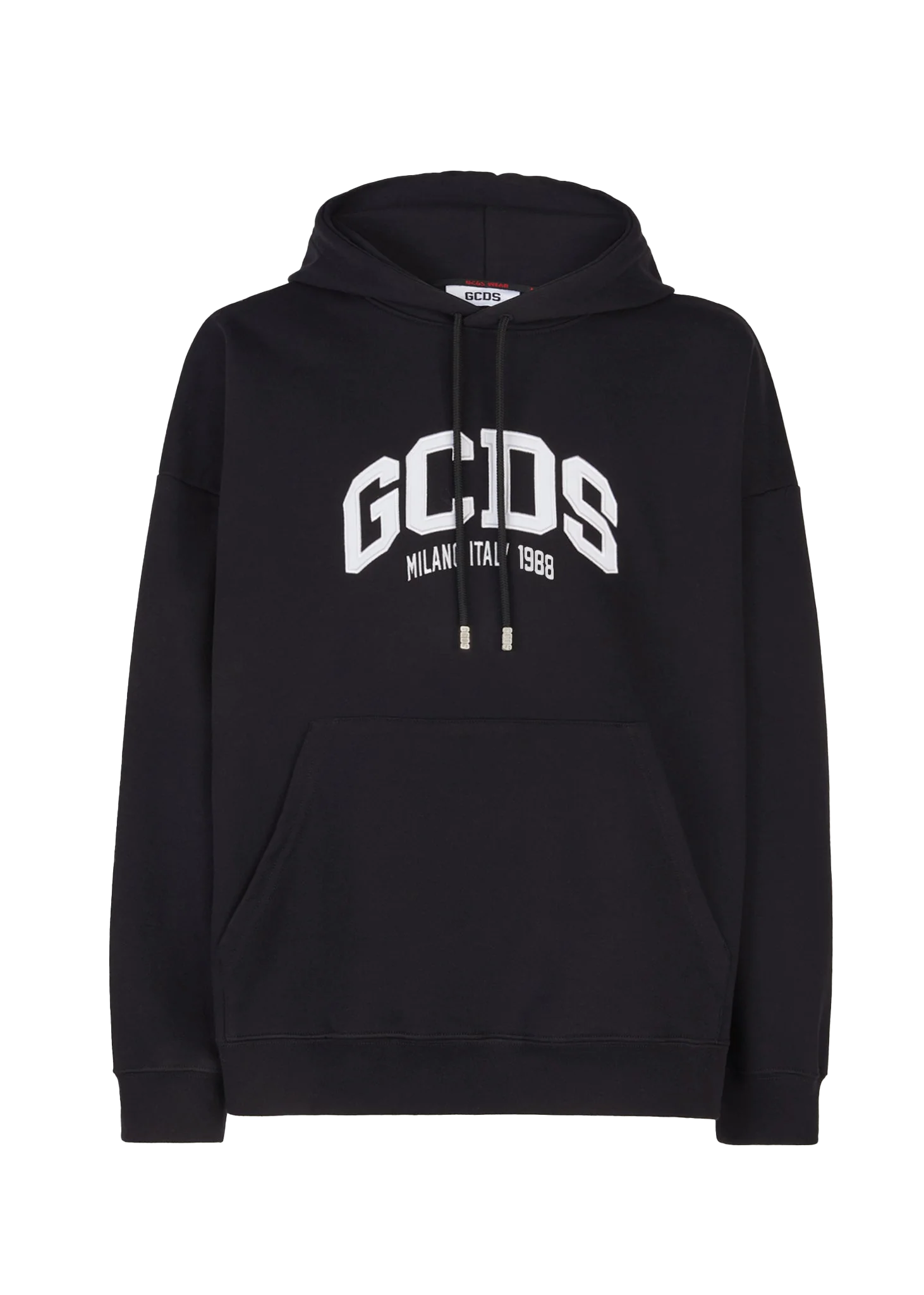 GCDS NEW LOOSE HOODIE BLACK