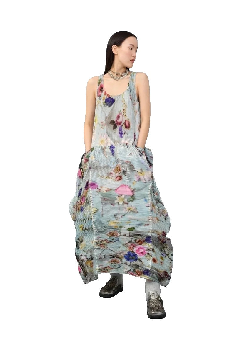 MOON PLEATED DRESS COUTURE LENGTH - METALLIC MARIA