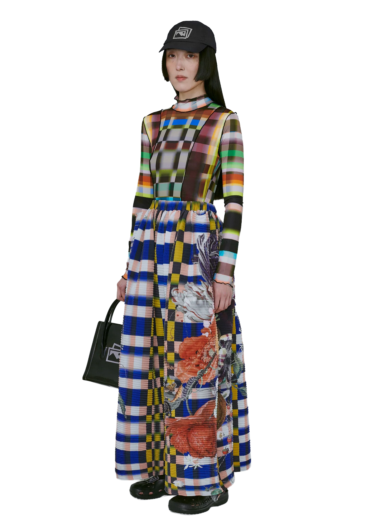 Patchwork handpleated Julia Heuer skirt for modern and elegant wedding guest dressing