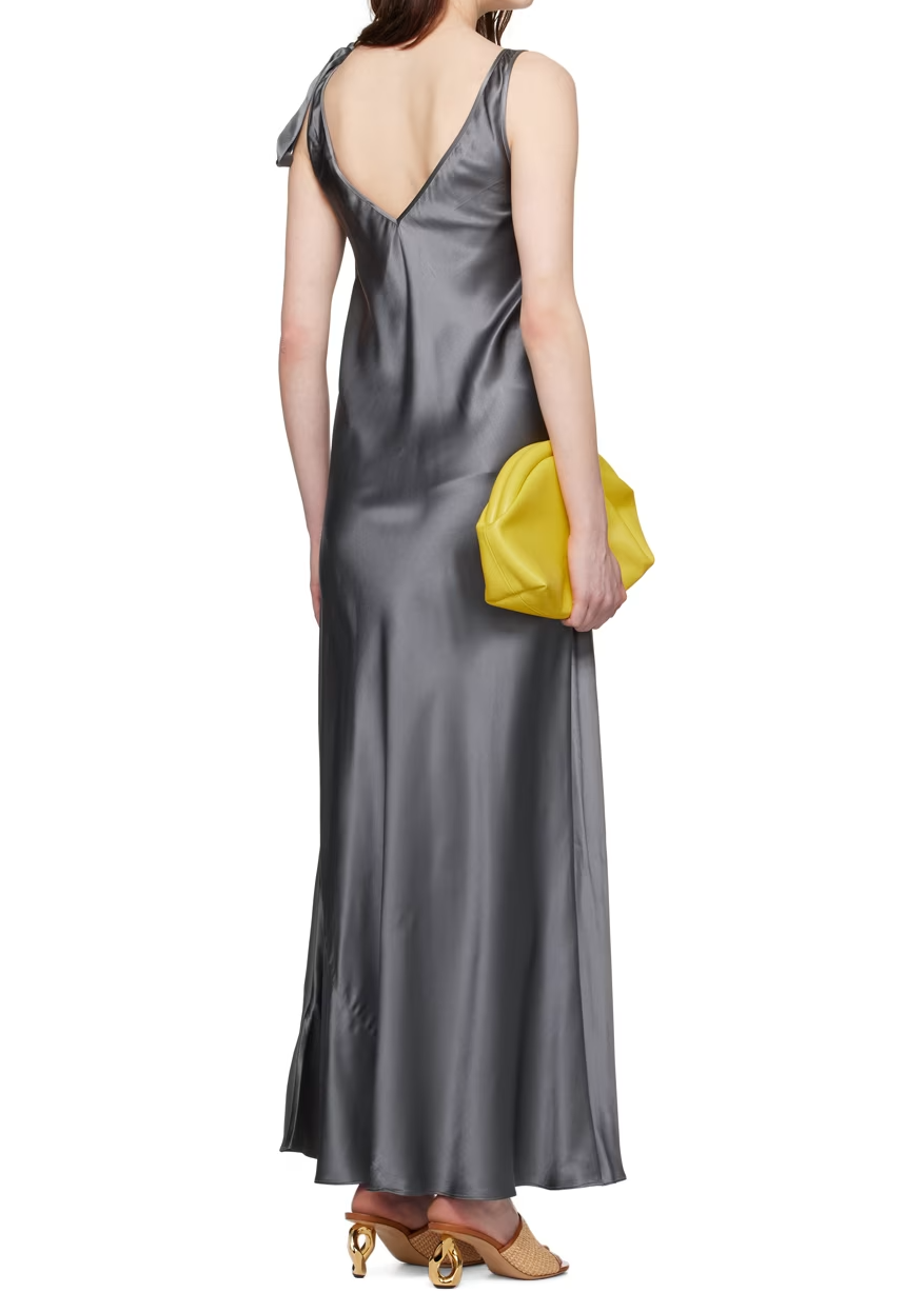 Gray Plunging V-Neck Maxi Dress