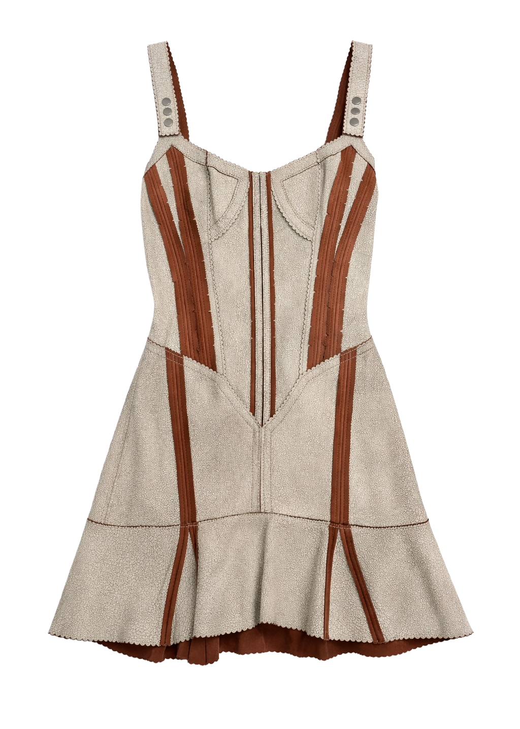 Leather Dress With Scalloped Seam Details